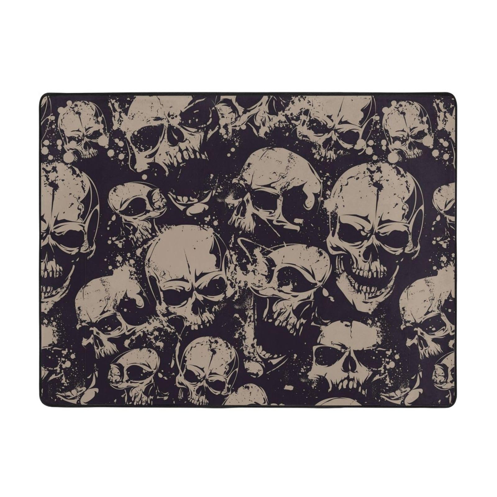 Tapis antidérapant lavable en flanelle Many Skulls pour salon