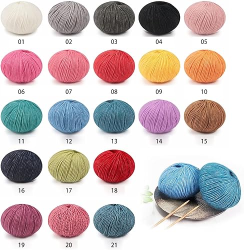 Miniatura 2 de Madejas de hilo de punto para manualidades de hilo de algodón de 1.76oz, hilo de ganchillo suave, medianas, gruesas, suéter, bufanda, herramientas