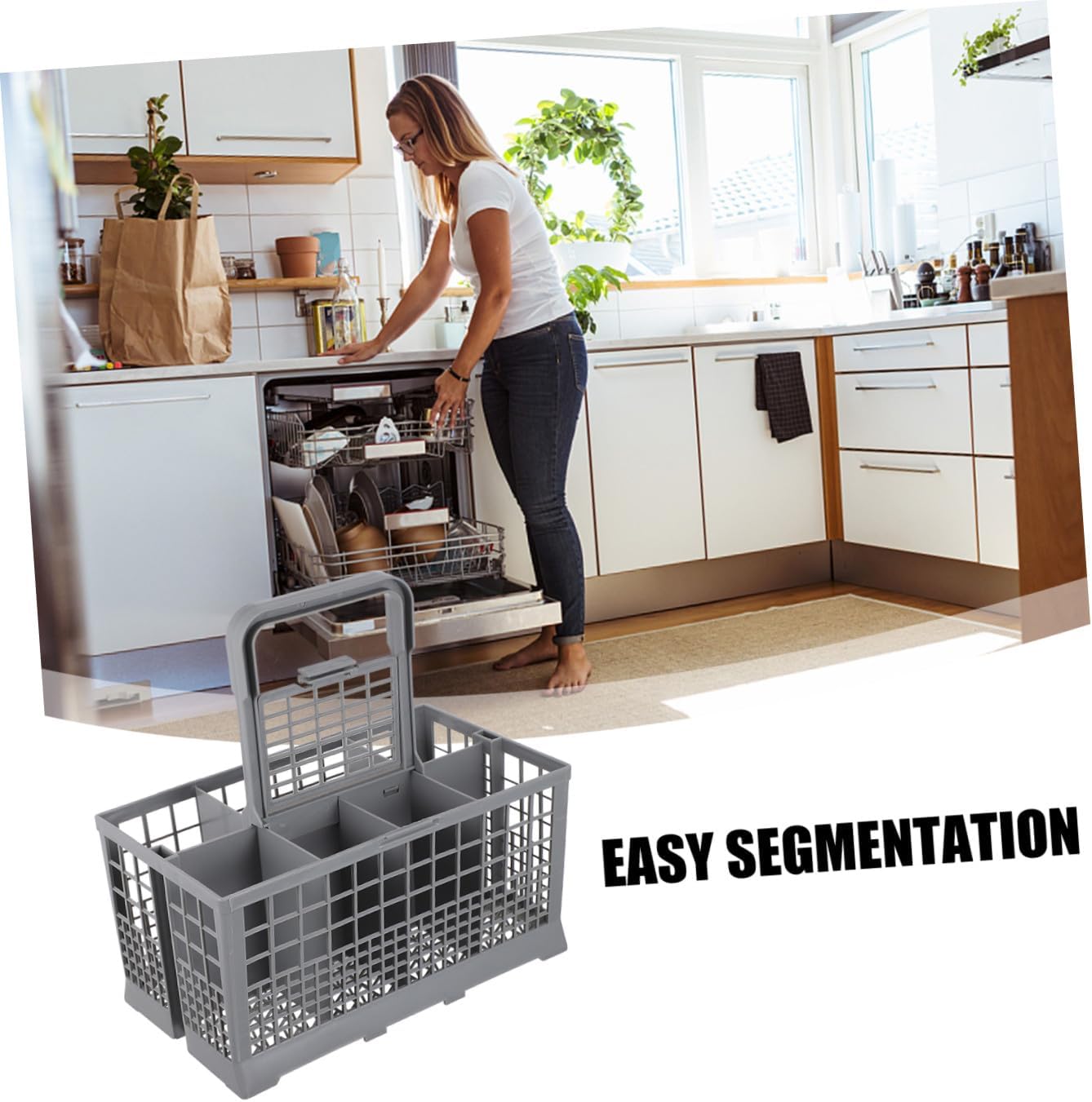 Universal Dishwasher Storage Basket for Cutlery and Plates Non-Slip Design Plastic Dish Rack for Kitchen Organization and Drying 1-Pack