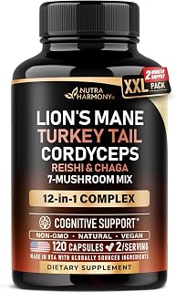 Mushroom Supplement - Organic Lions Mane | Turkey Tail | Chaga | Cordyceps | Reishi | Maitake | Shiitake | Meshima | Tremella | Oyster | Agaricus - for Women & Men - Non GMO, Gluten Free, 120 Capsules