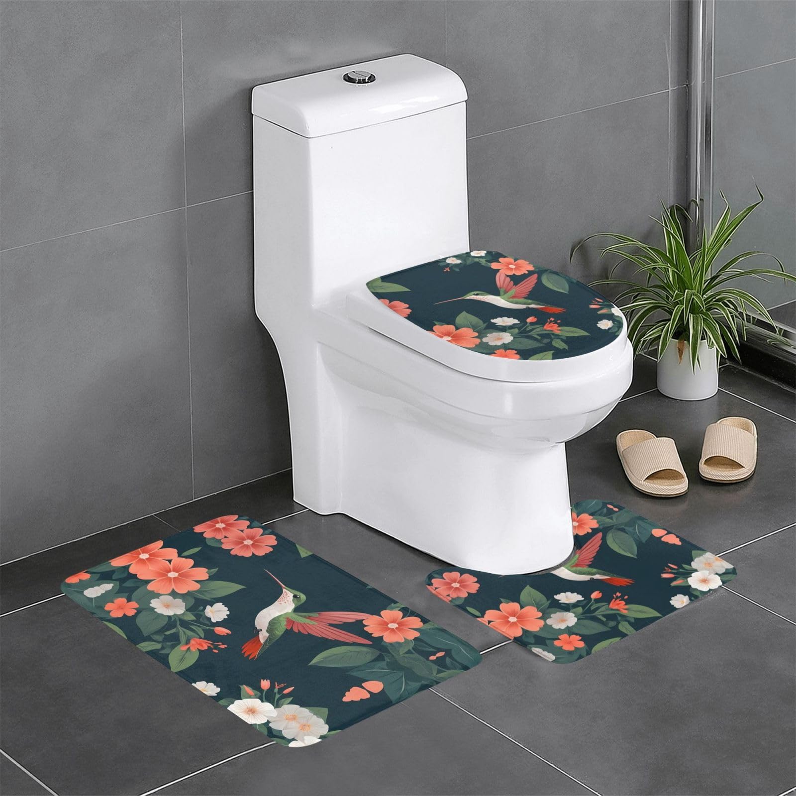 Tapis de salle de bain à imprimé floral les 3 tapis déco 61x40 cm pour coiffeuse