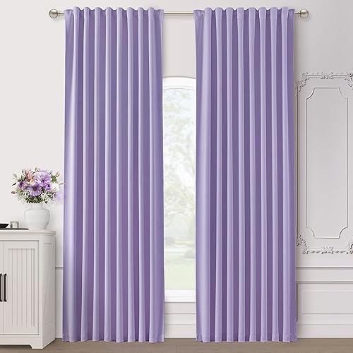 Miniatura 38 de SHINELAND Cortinas opacas de 102 pulgadas para sala de estar, cortinas opacas con pestaña trasera de 102 pulgadas de largo para dormitorio, Crema