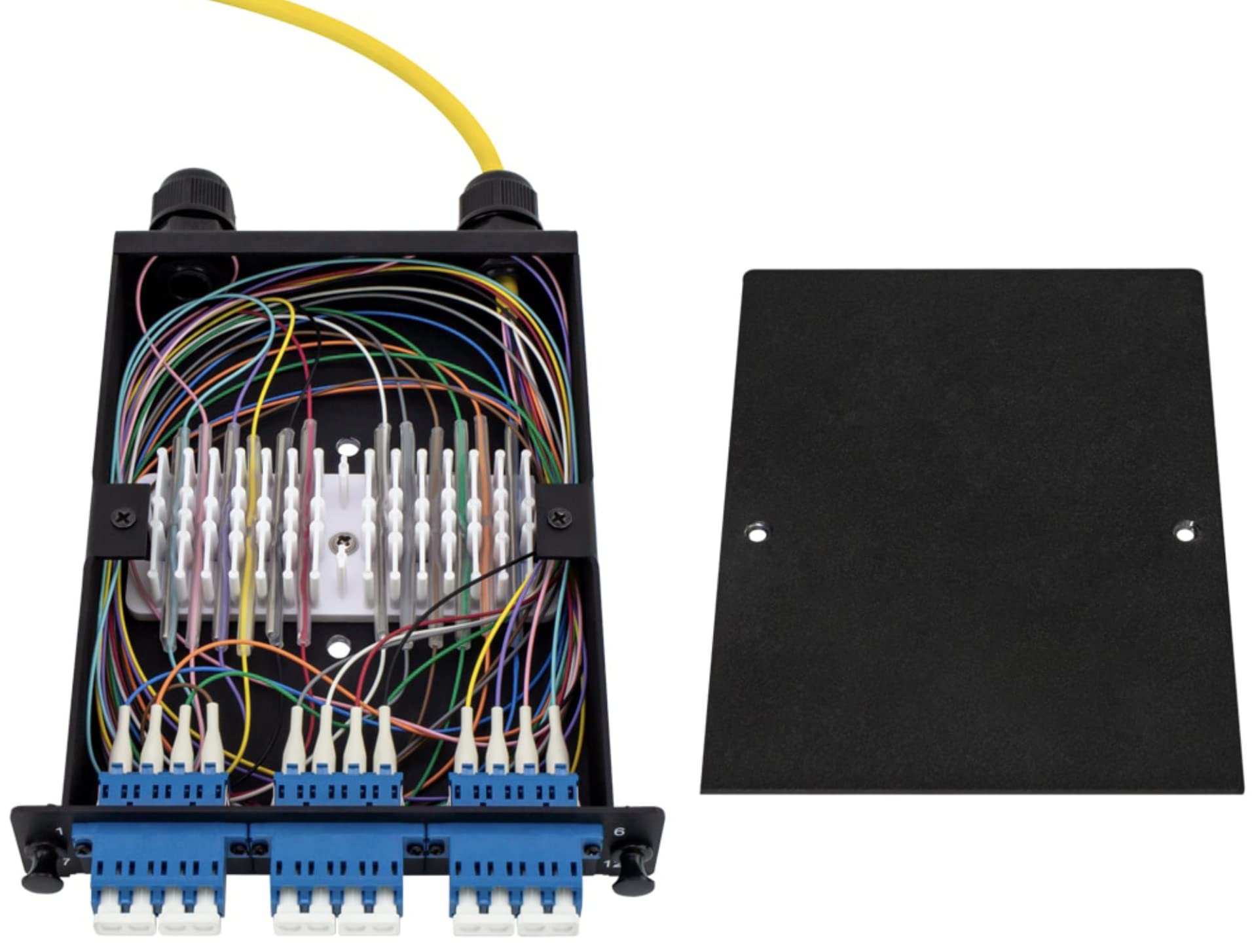Ultra Spec Cables12 Fiber LC/UPC SM LGX Cassette, pre-Loaded with LC Adapters and Pigtails for Splice