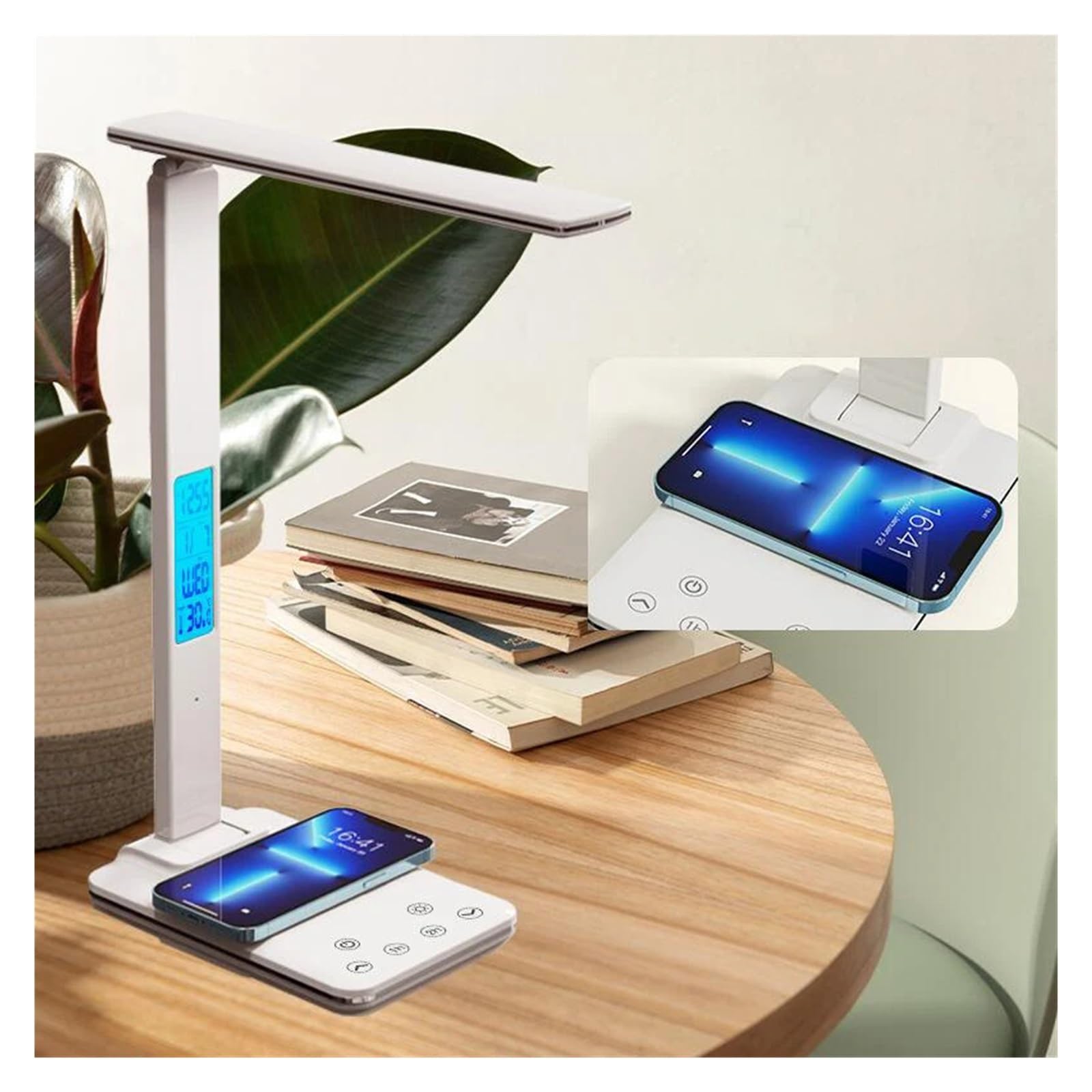 Lampada da scrivania a LED con caricatore e presa USB for comodino, luce notturna touch dimmerabile, accattivante for la lettura dei giochi a casa