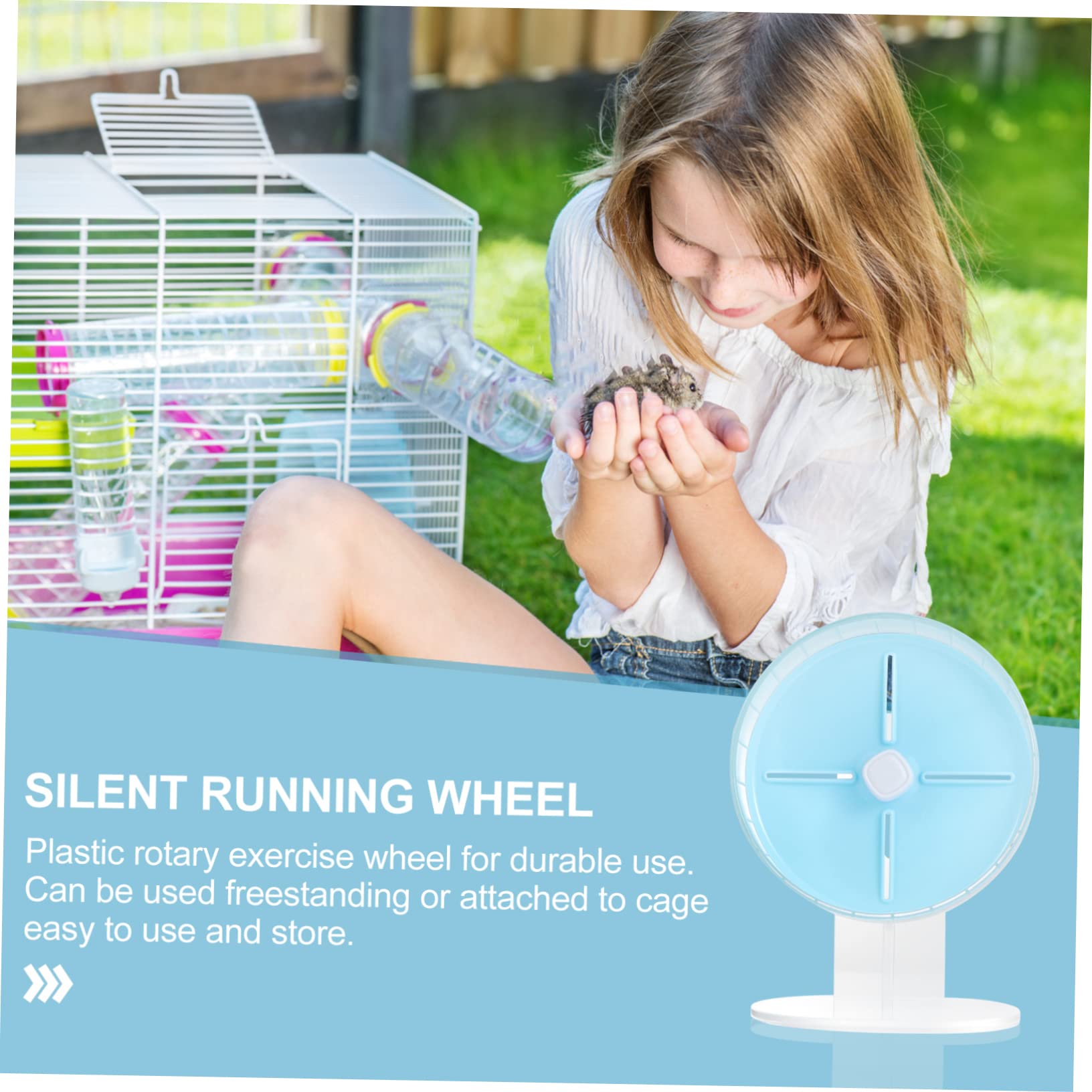 UKCOCO Roulette de Course Silencieuse pour Hamster avec Base Antidérapante pour Petits Animaux comme Gerbille et Souris Roue de Sport Bleu