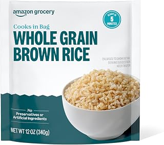 Amazon Fresh Frozen Whole Grain Brown Rice, 12 oz - Nutritious, Convenient Healthy Side for Quick Meals