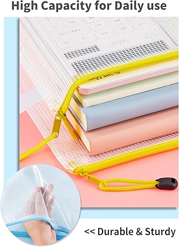 Miniatura 5 de JARLINK Paquete de 30 bolsas de malla con cremallera, 10 colores, bolsas de archivos impermeables, tamaño cartatamaño A4, multiusos para organizar