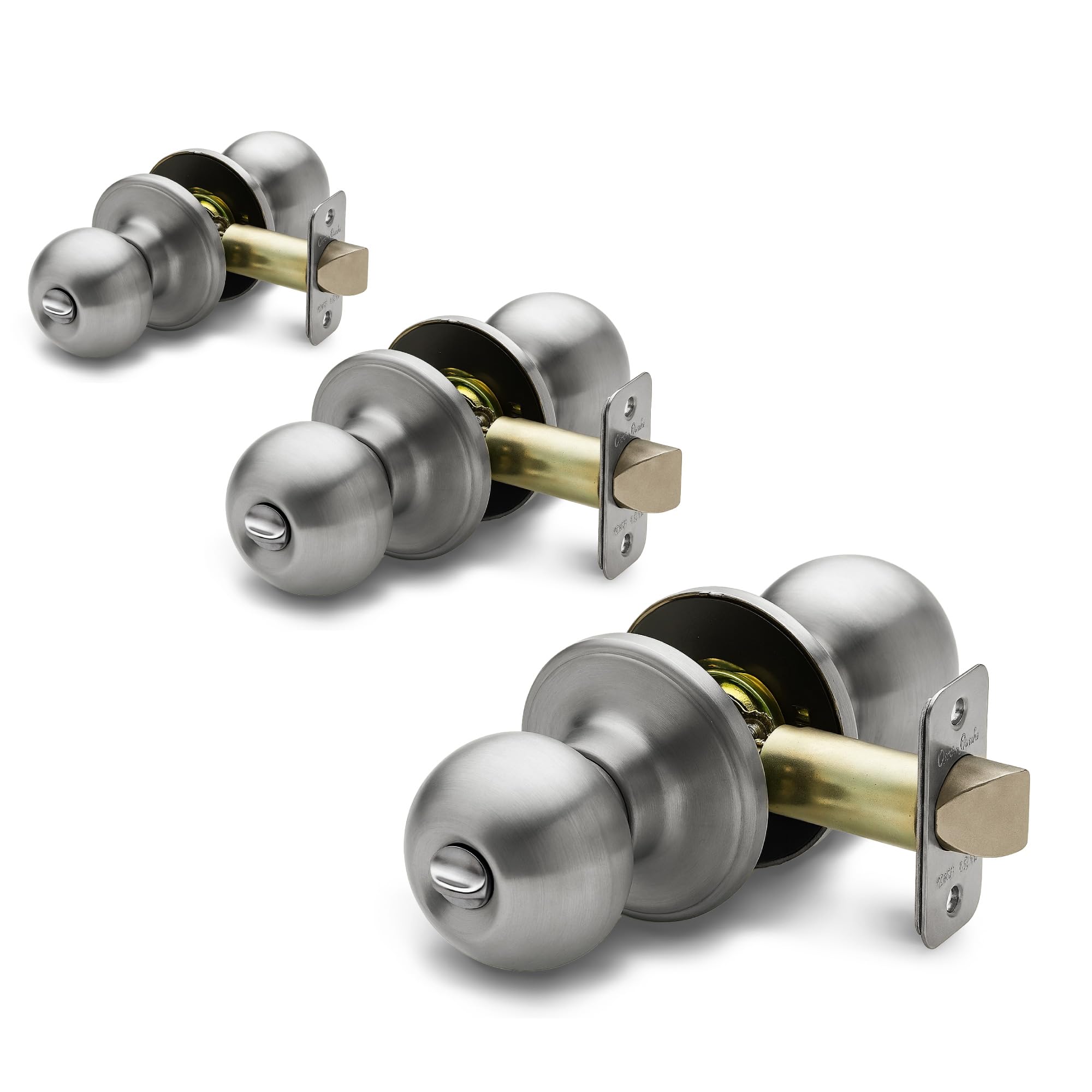 Copper Creek BK2030SS-3 Ball Door Knob, Privacy Function, 3 Pack, Satin Stainless