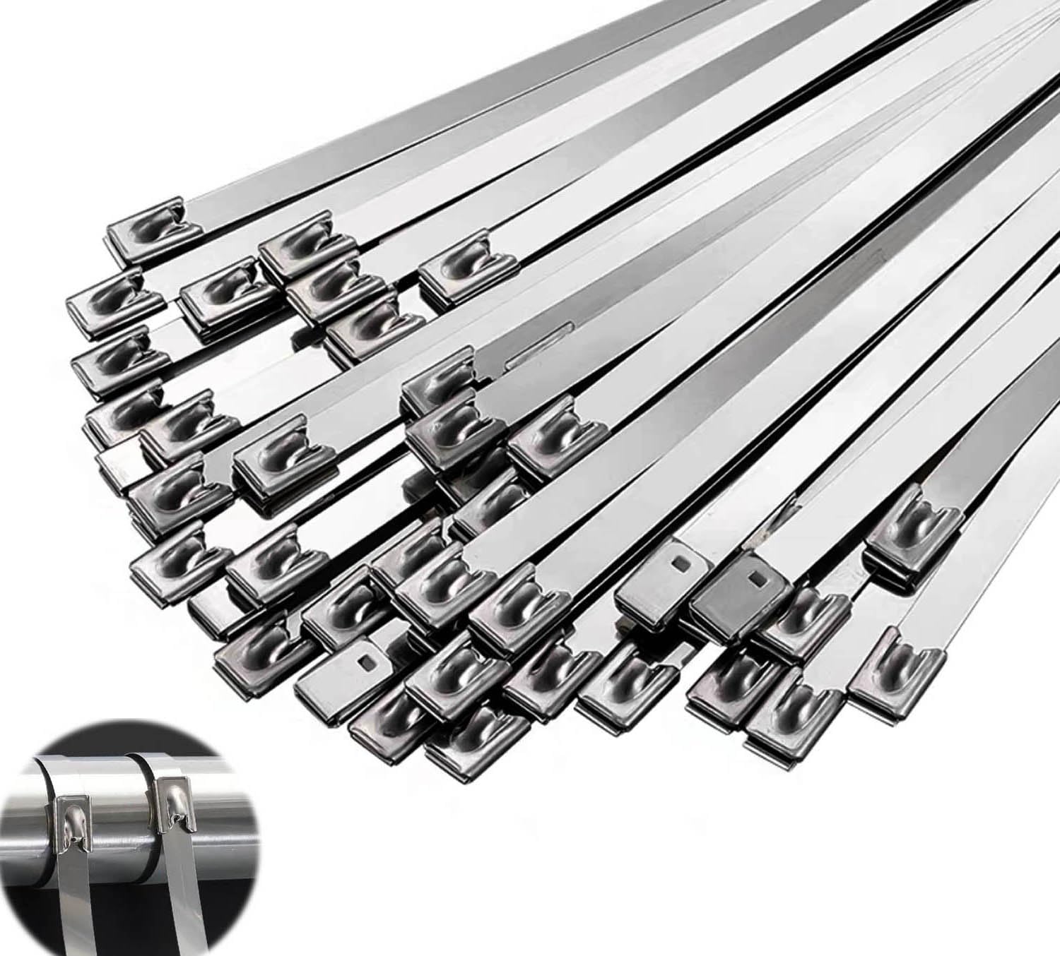 100 Szt. Metalowych Opasek Zaciskowych, Szerokość 4,6-19 mm, Długość 100-1500 mm, Opaski Zaciskowe Ze Stali Nierdzewnej 304, Wytrzymałe, Do Wiązania, Ogrodnictwa, Na Zewnątrz(7.9x700mm)