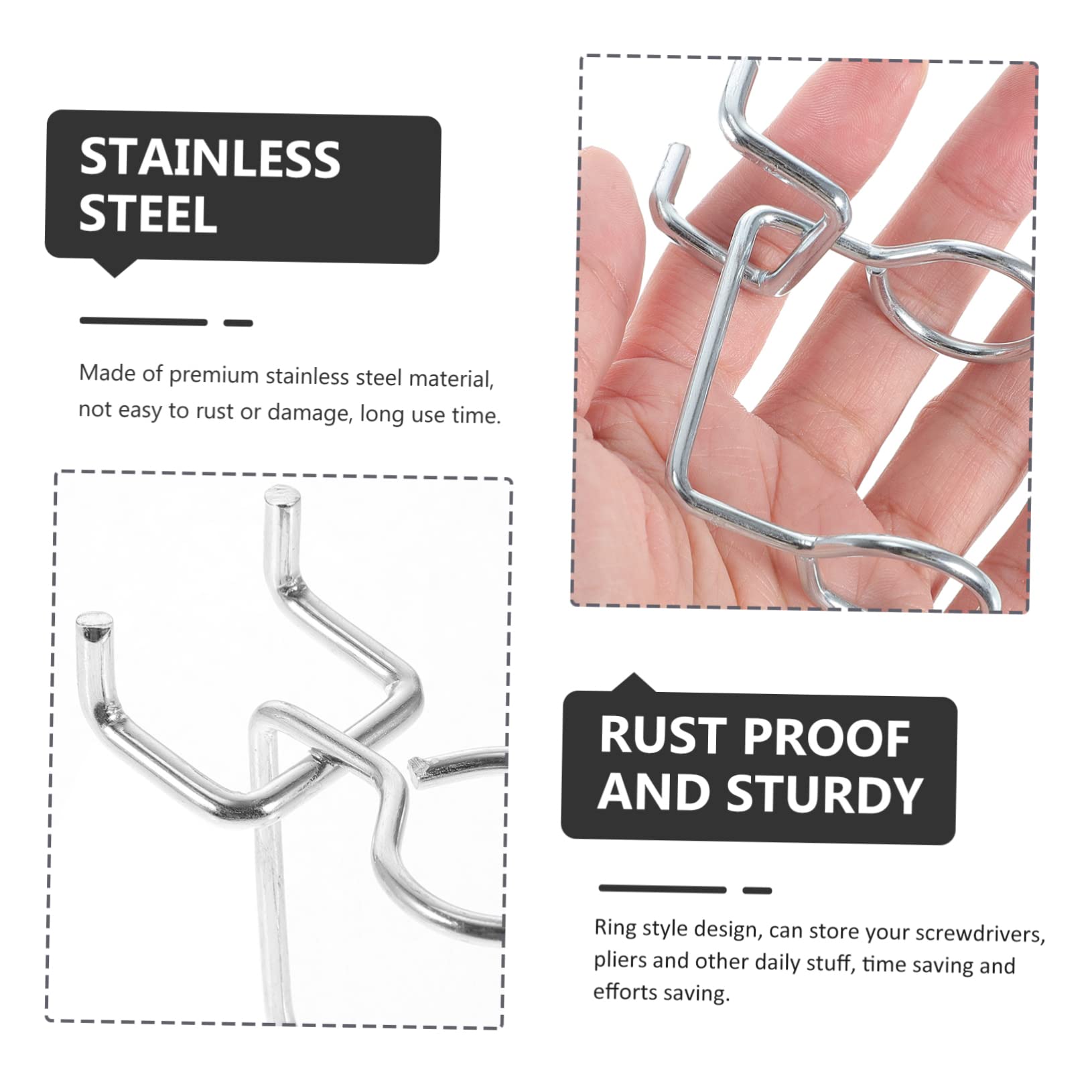 SEWOART Iron Screwdriver Rack 20 Pcs Multi-Tool Holder Pegboard Tool Hooks Dual-Ring Tool Holders Pegboard Hook Easy Install Accessory