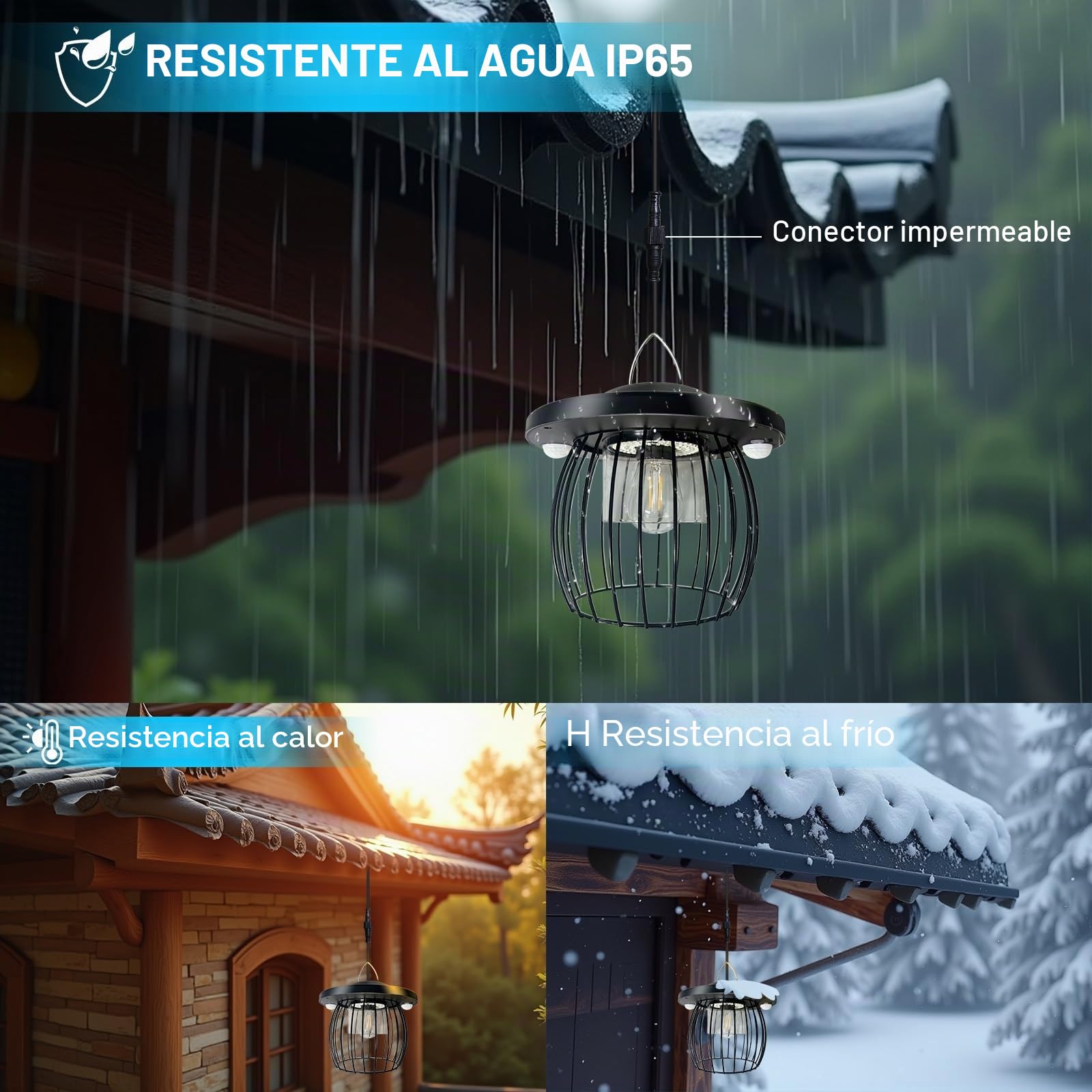CREATESTAR Lámpara Solar Colgante Exterior, Luz Solar Exterior con Mando a Distancia, IP66 resistentes al agua, Lámparas Colgantes Solares para Jardín Terraza Patio Garaje Balcón Pabellón