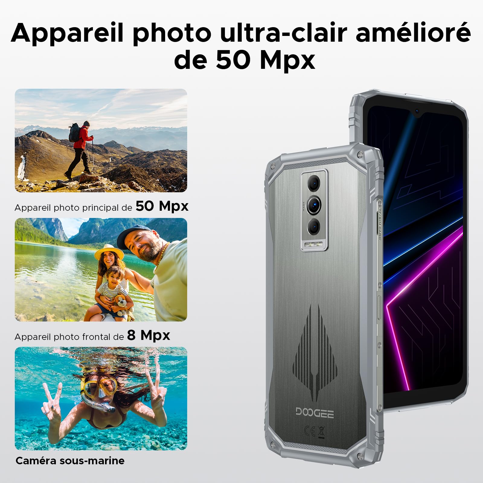 Blade10PRO-E Telephone Portable Incassable Smartphone | Android 15 4.5G 32Go RAM+256Go ROM/2TO, Écran 6.56" HD+ 90Hz, Batterie 6150mAh, NFC, Double SIM, Résistant et Léger (10.7mm)