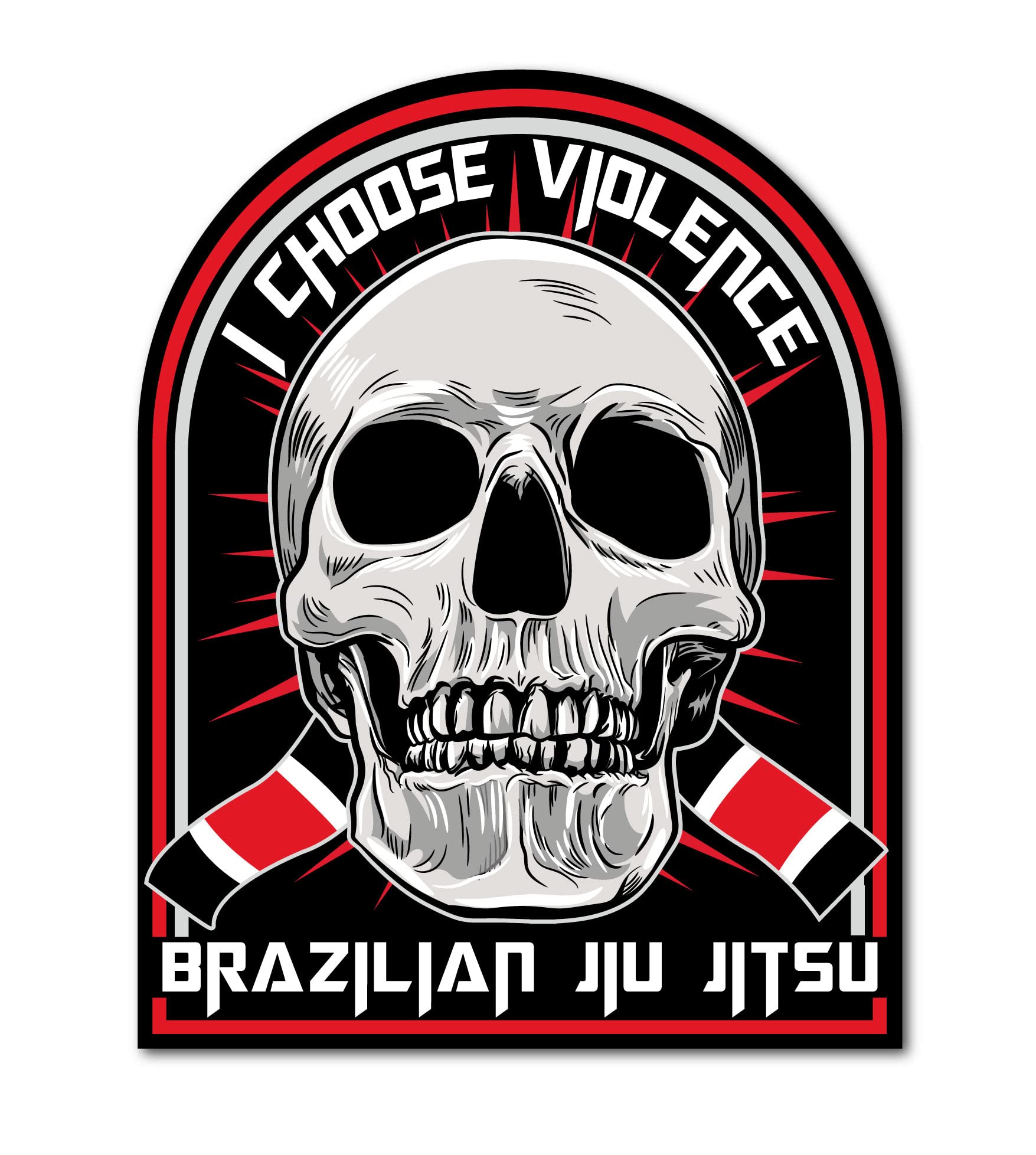 Autocollants I Choose Violence BJJ pour voiture et ordinateur portable - Lot de 2 stickers Jiu-Jitsu