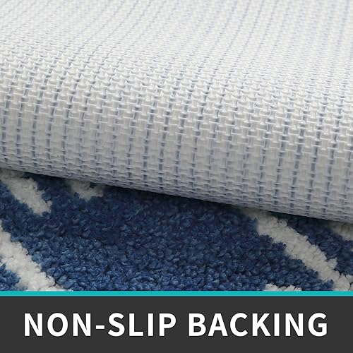 Miniatura 7 de DEXI Juego de alfombras de cocina suaves, lavables, antideslizantes, para comedor, 17 x 29 + 17 x 47 pulgadas, color azul