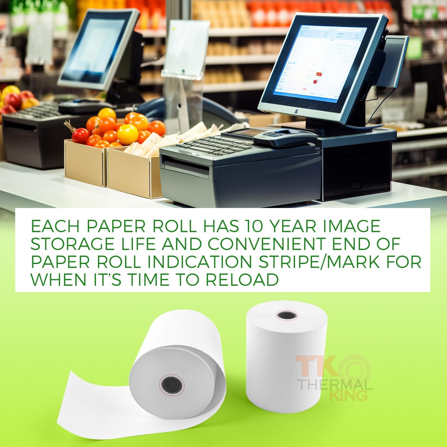 (10 Rolls) 3 1/8" x 230' Thermal Paper, Premium Quality POS Receipt Paper for Retail Business Cash Register, Fits Most Credit Card Terminal Point Of Sale - Image 6