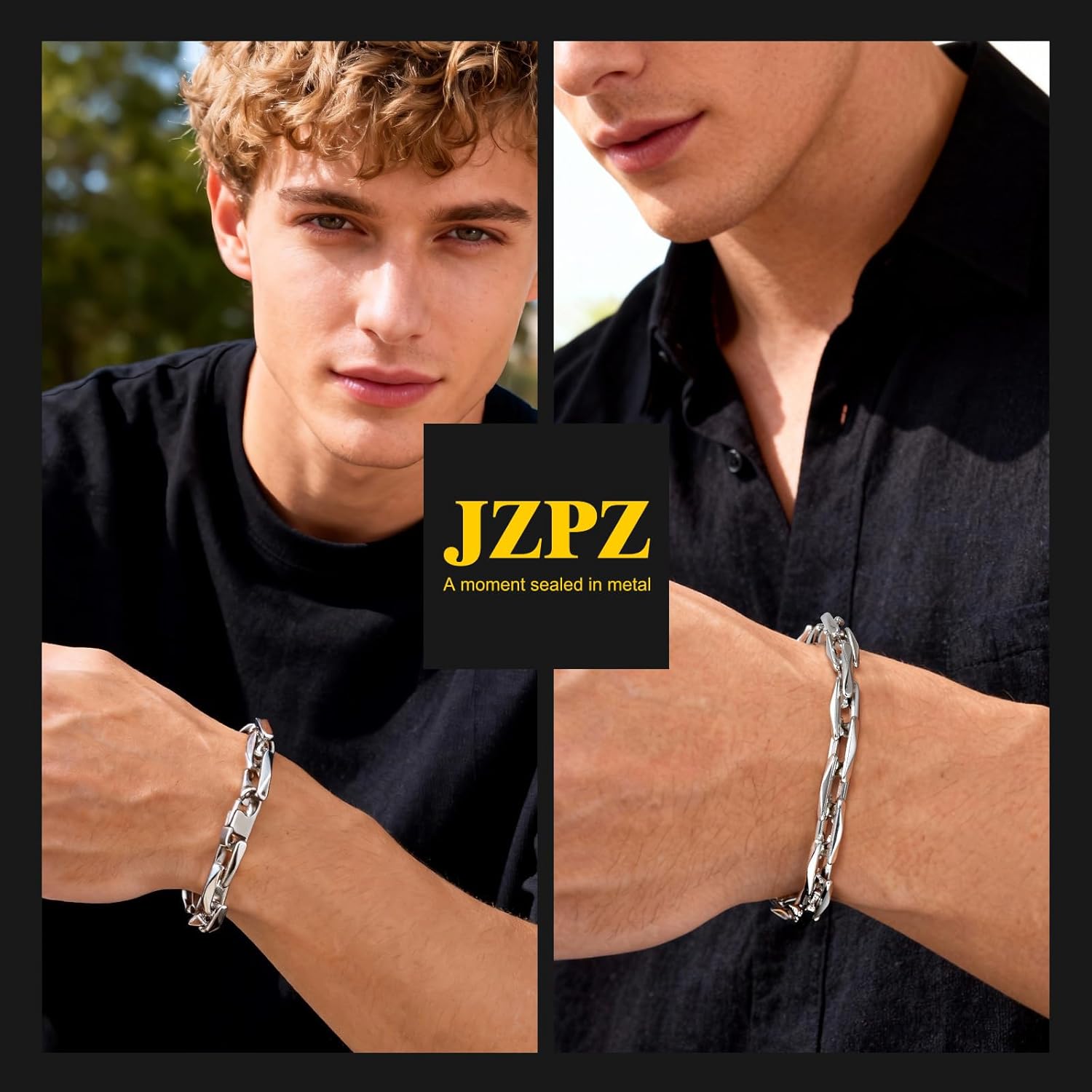 Link Chain Bracelet for Men : Silver Men's Paperclip Bracelets,Waterproof Stainless Steel Cable Link Handchain,Stacking Layered Hip Hop Jewelry,Unique Gift for Boyfriend,Husband,Son,Friends - Image 8
