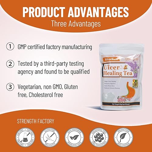 Miniatura 4 de Wins Town Té curativo de úlceras, alivio de gastritis y dolor de estómago, ayuda a la nutrición diaria del estómago, 30 bolsas de té