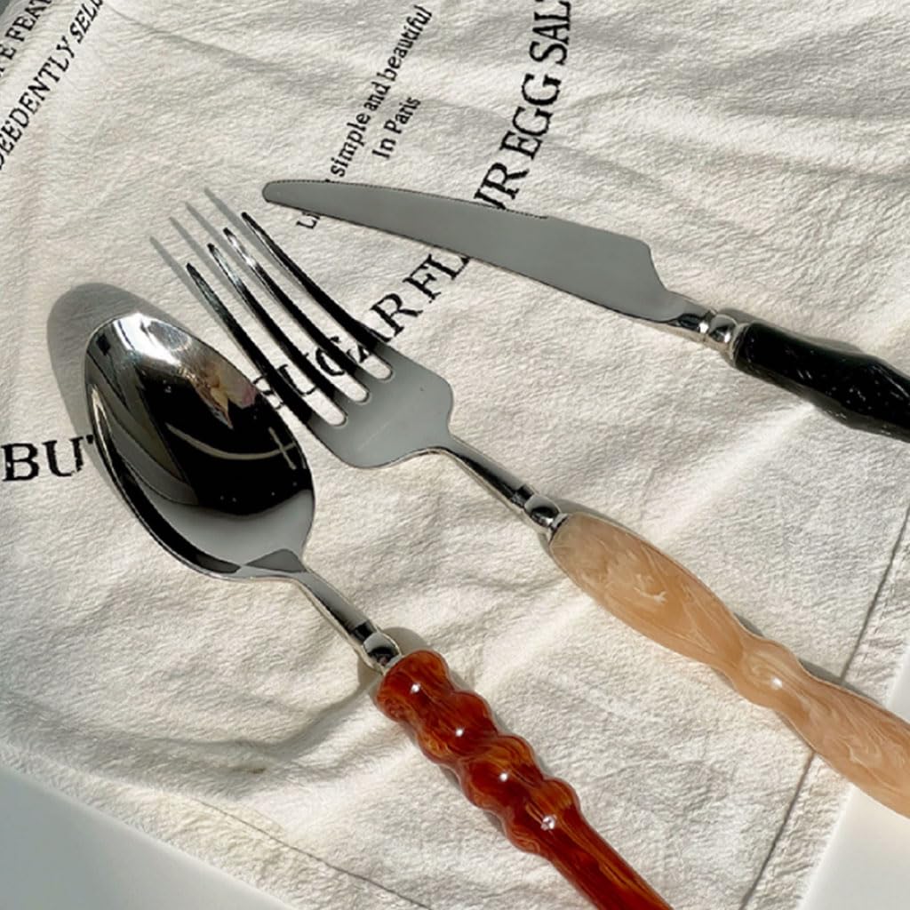 Beau Ensemble de Couverts créatifs, Ensemble de Vaisselle en Acier Inoxydable pour la Maison, Couteau, Fourchette, cuillère, ustensiles de Cuisine, argenterie polie Miroir Pratique