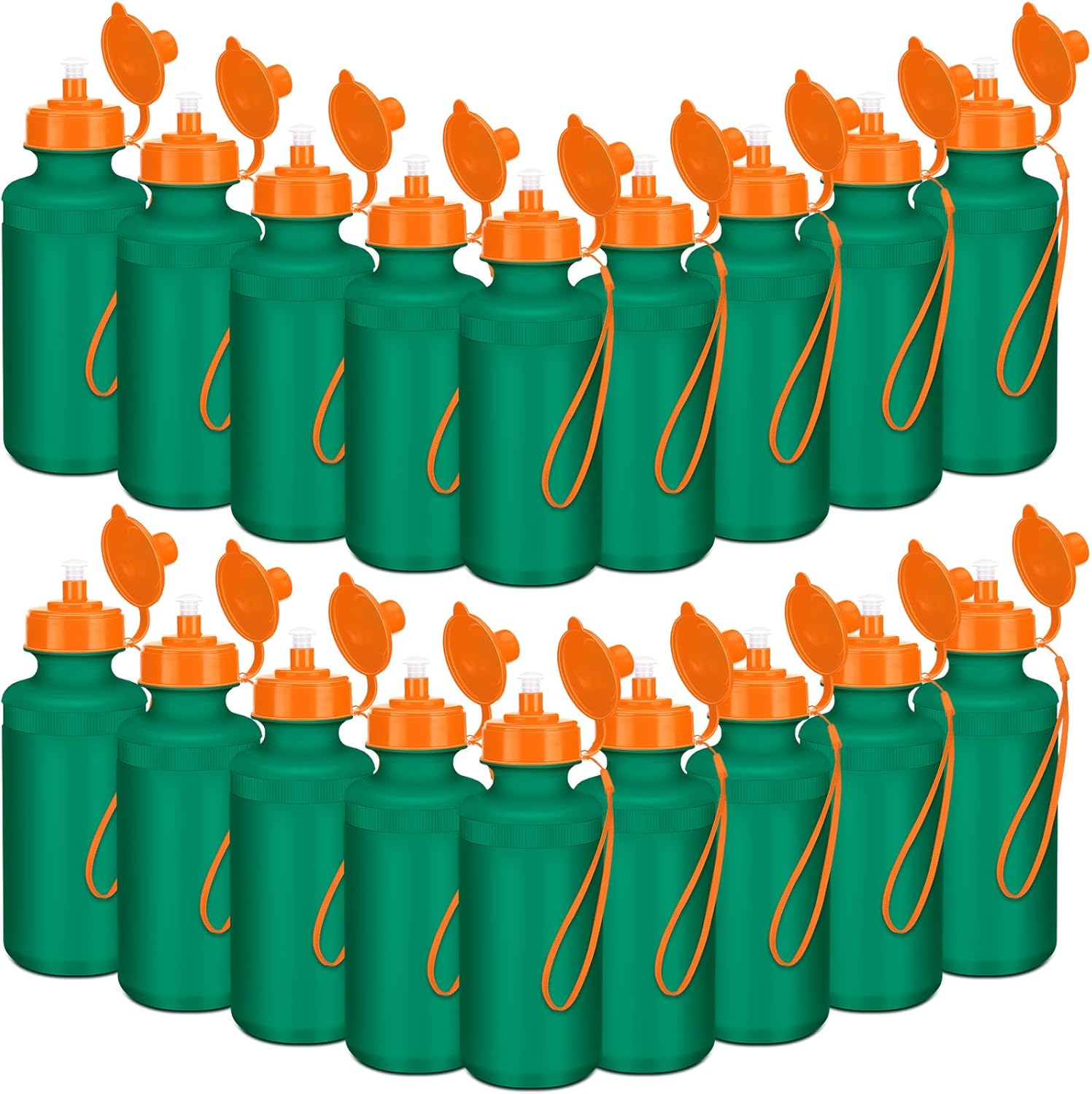 Zubebe 36 Pcs 21 oz Sports Water Bottles Bulk Bpa-free Squeeze Plastic Water Bottle with Nylon Strap Blank DIY Sport Cups for School Team Party Favor Gift Outdoor Football Sport