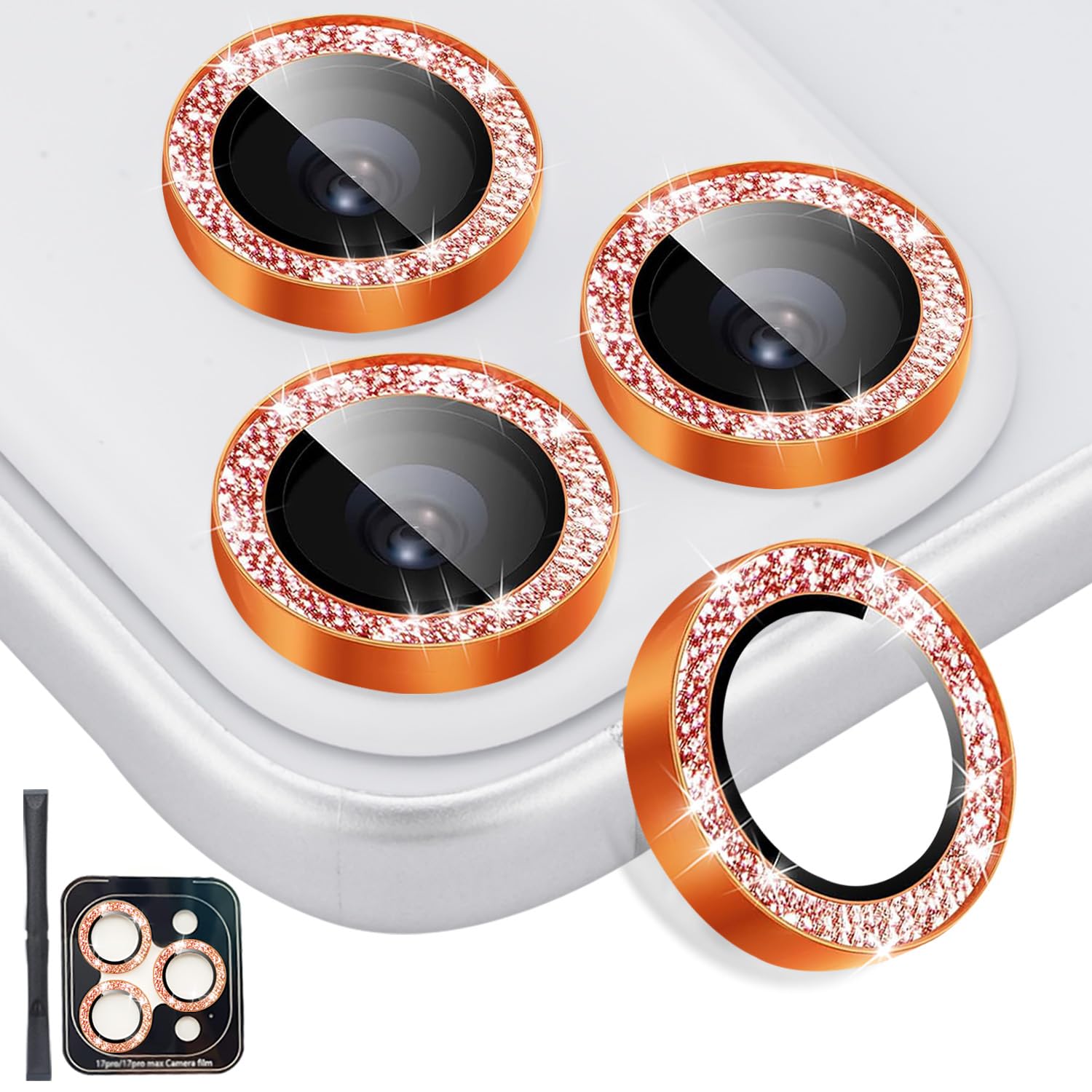 Osłona obiektywu aparatu do iPhone 17 Pro / 17 Pro Max, brokatowy