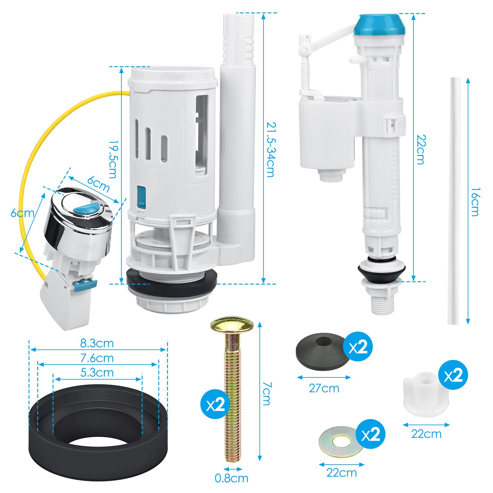 Toilet Flush System Replacement, Toilet Cistern Flush Parts, Water Closet Flush Valve - Image 2