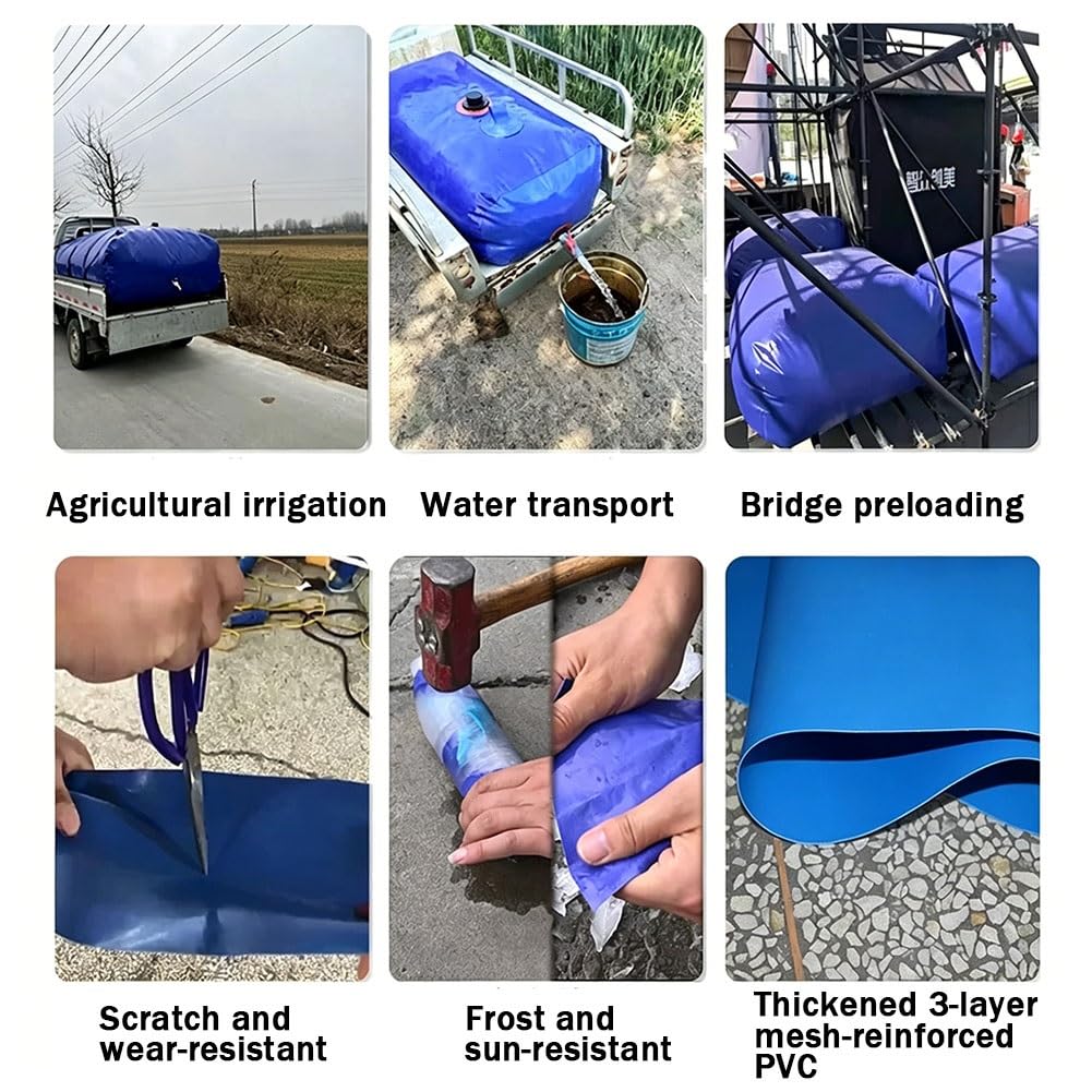 Zfmnoyev Depósito Flexible para Agua De 26 A 2642 Galones, Bolsa Plegable Y Flexible para Almacenamiento De Agua, Bolsa De Agua De Emergencia para Sequías(1x1x0.5m-500L/132GAL)