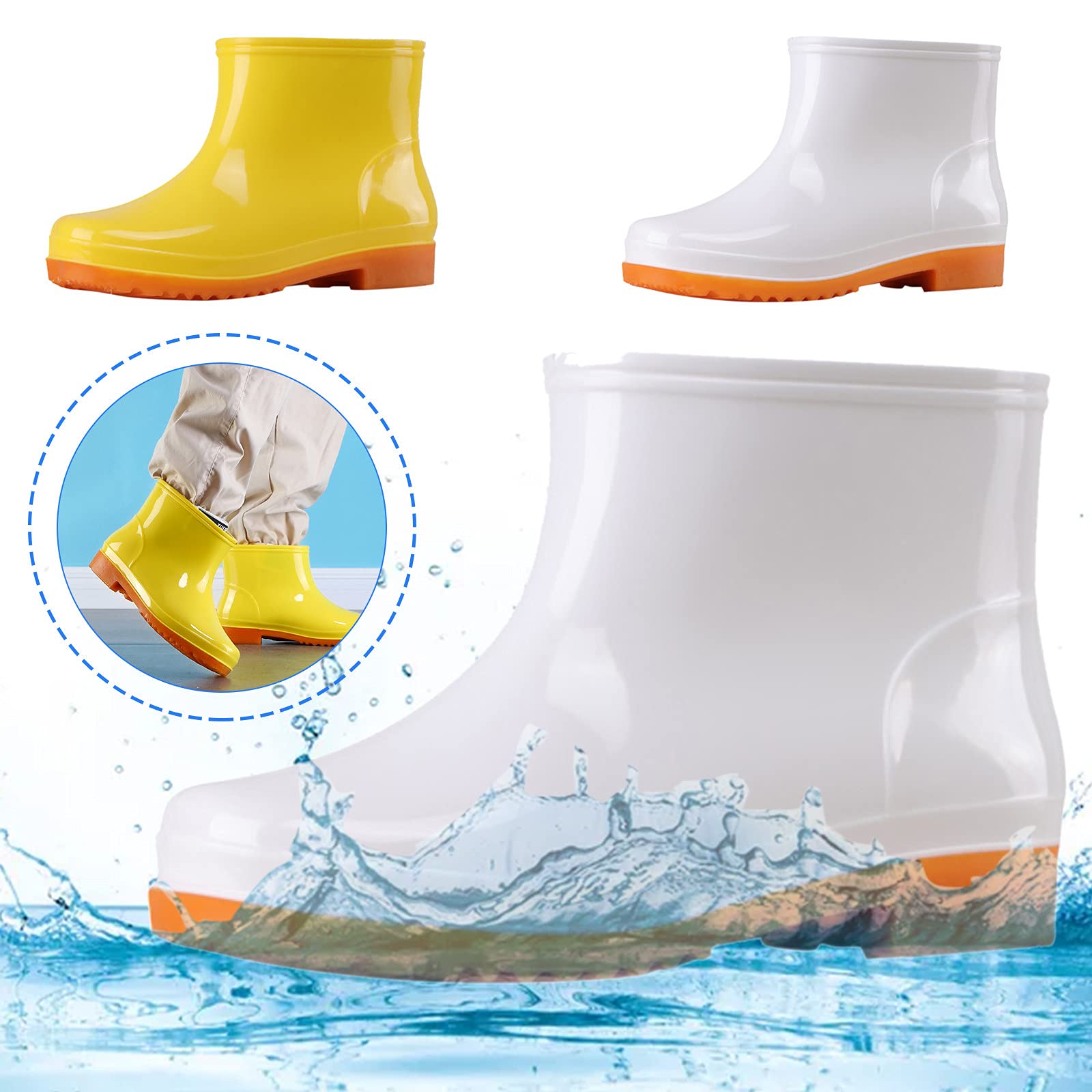 Botas de goma para mujer y hombre, botas de lluvia, impermeables, botines de goma, botines de goma, botas de jardín, antideslizantes, bota de tobillo Wellington, botas de lluvia