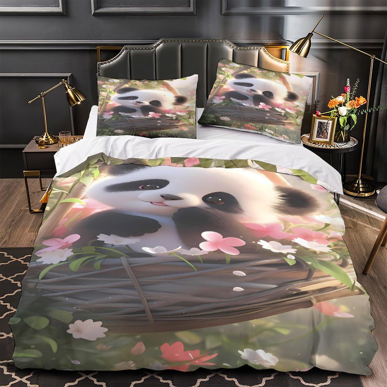 Housse de couette loutre microfibre douce lit double anti-pli