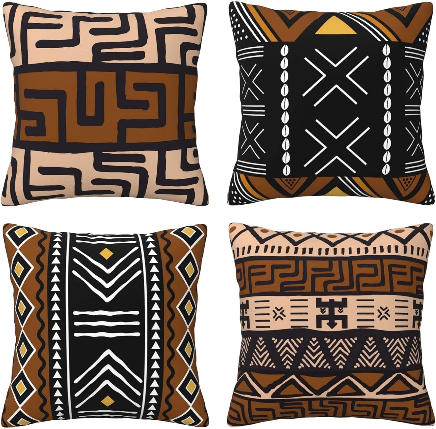 LAMOSPY African Mudcloth Pillow Cases 18x18 Boho Decorative Cushion