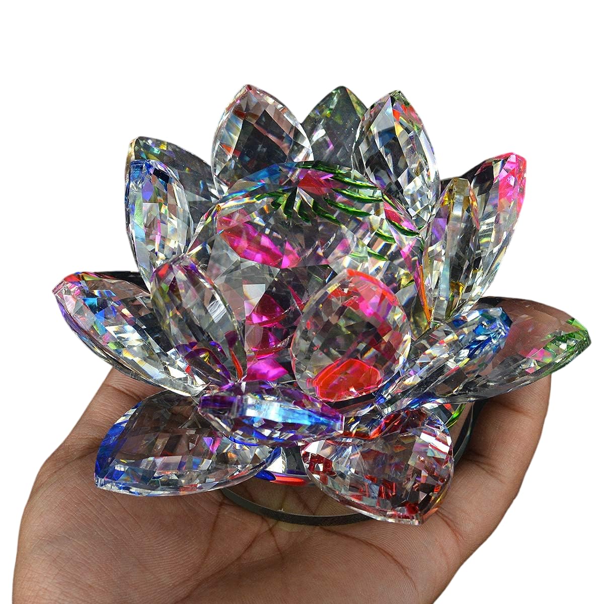 PECH Vastu/Feng Shui Transparent Crystal Lotus for Positive Energy A Gift Item for Good Luck & Prosperity (Color : Multi)