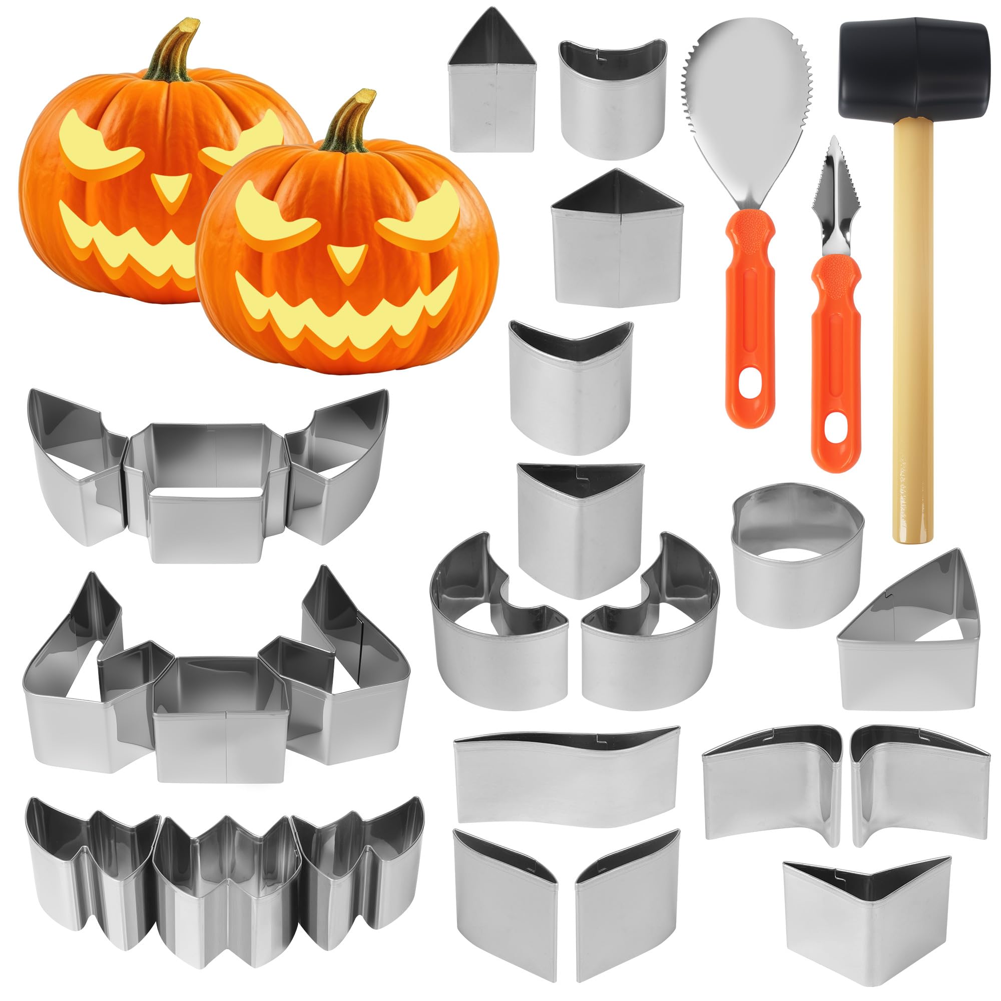 XIANGLONGY 7 Pièces Pumpkin Carving Kit, DIY Acier Inoxydable Kit Sculpture Citrouille, Kit Citrouille Halloween Pour Enfants Et Adultes, Outils Citrouille Pour Halloween Decoration
