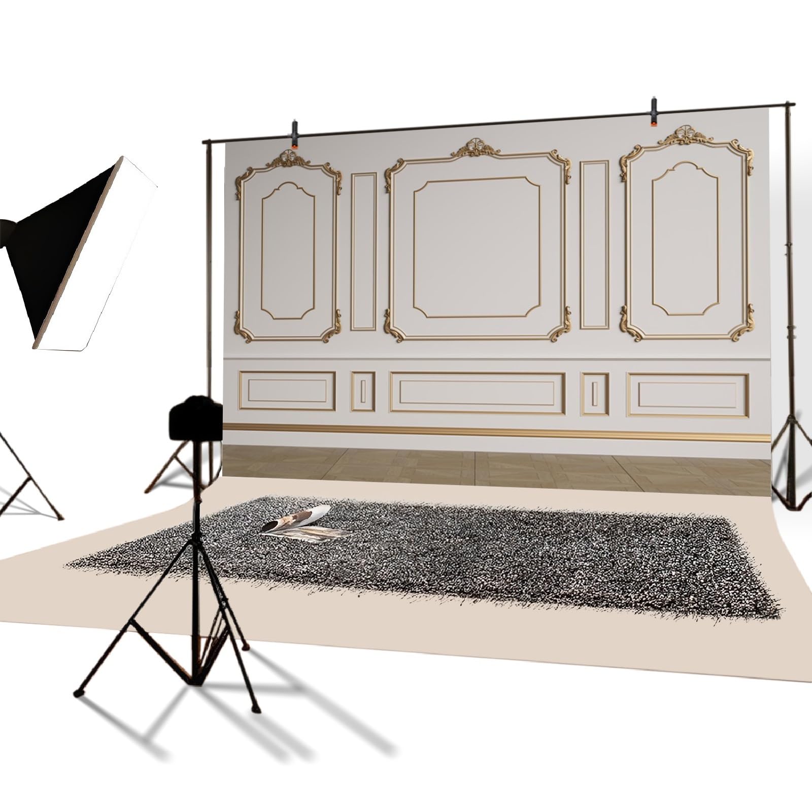 YongFoto 3x2,5m Pared Interior Telón de Fondo Fotografía Lujoso Habitación Europea vacía Interior Blanco Antecedentes para los Negocios Sala de Estar Family Photo Studio Prop para fotógrafo Video