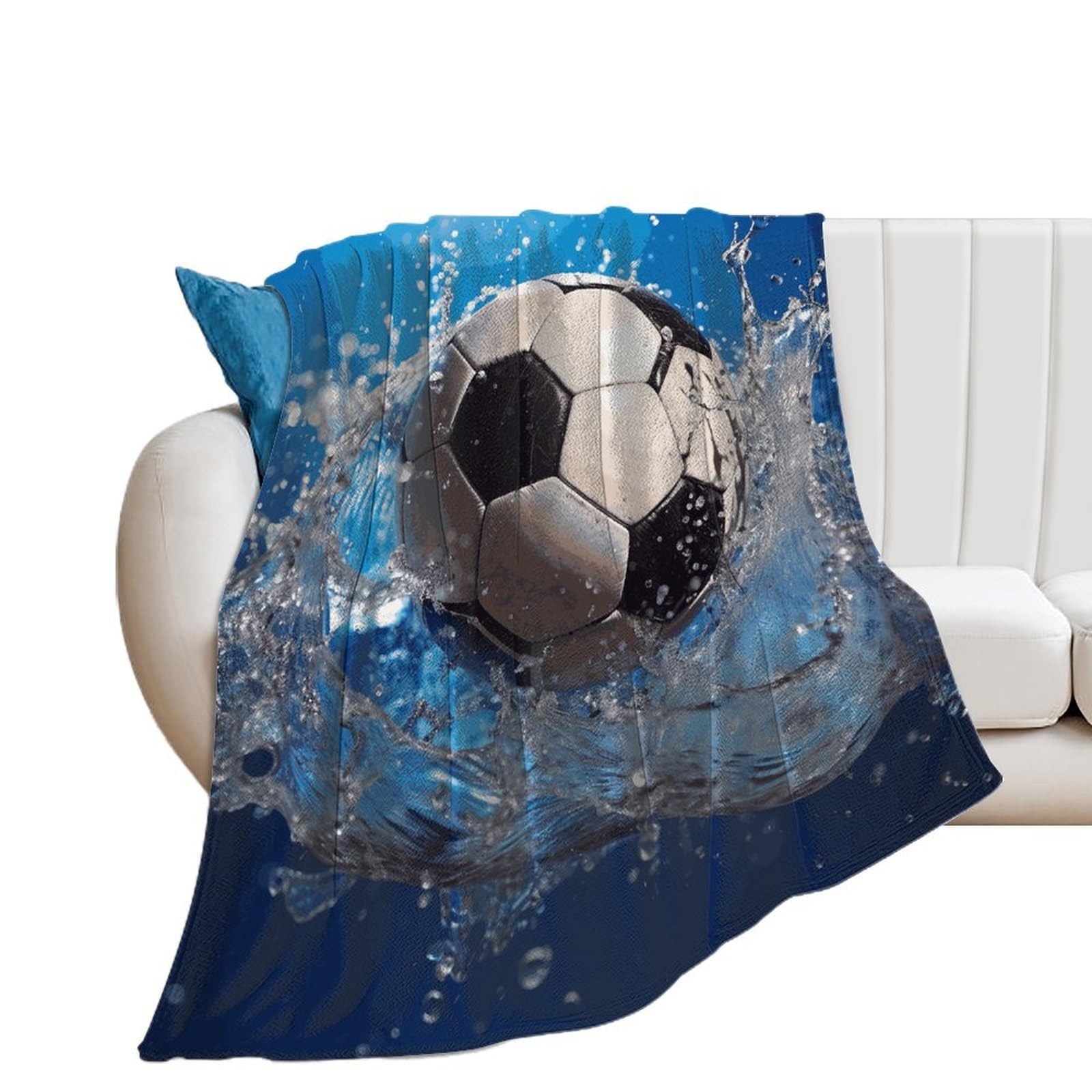 Couverture flanelle football douce pour lit enfant et camping