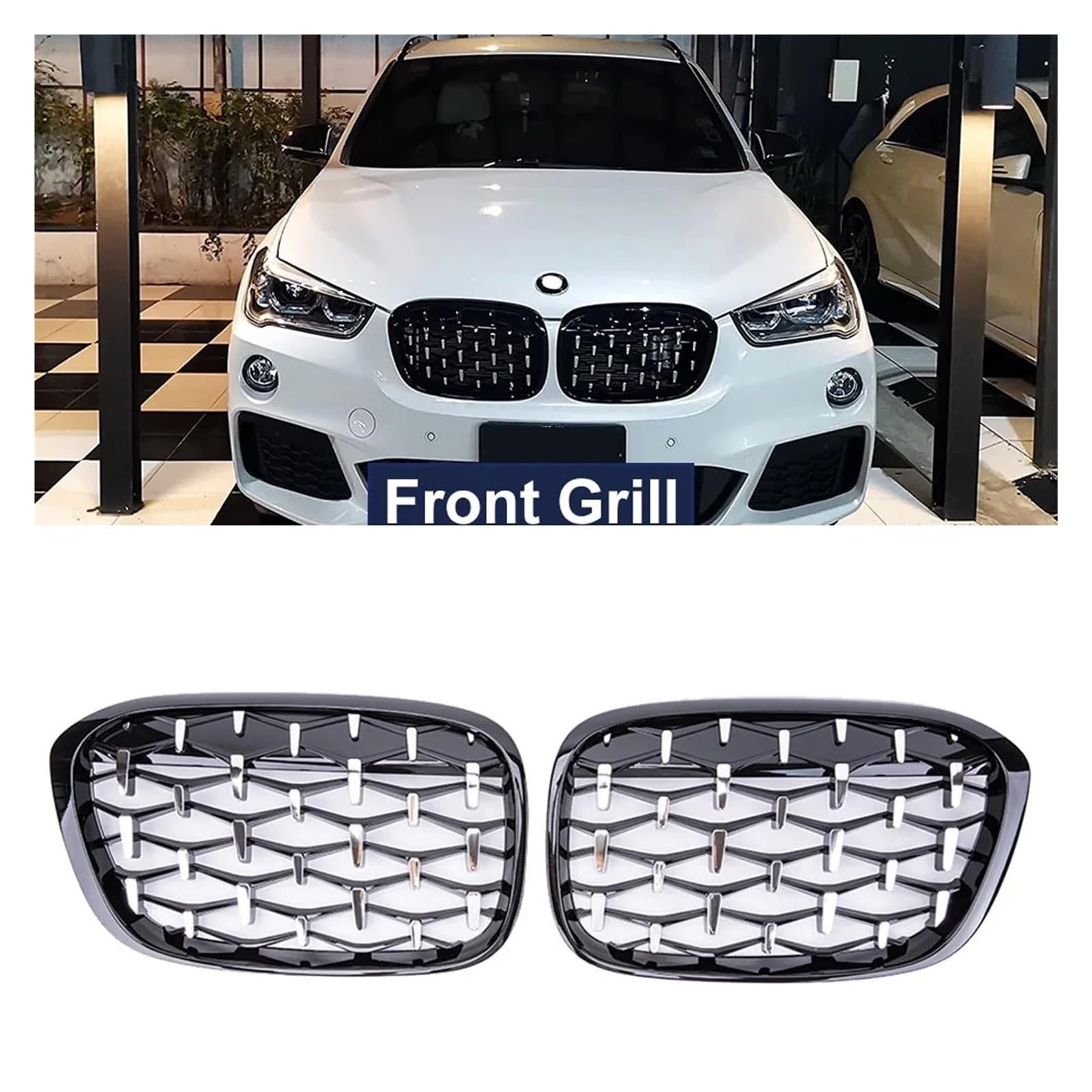 UPGENT Griglia Anteriore per BMW X1 F48 F49 2016-2019 Griglia Sportiva di Ricambio