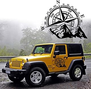 21''x17.3'' Mountain Compass Stickers Decal for Car Hood Auto Body Side Door Compass Graphics Car Stickers Waterproof Vinyl Stripe Decal Sticker Off-Road Vehicles (Black)