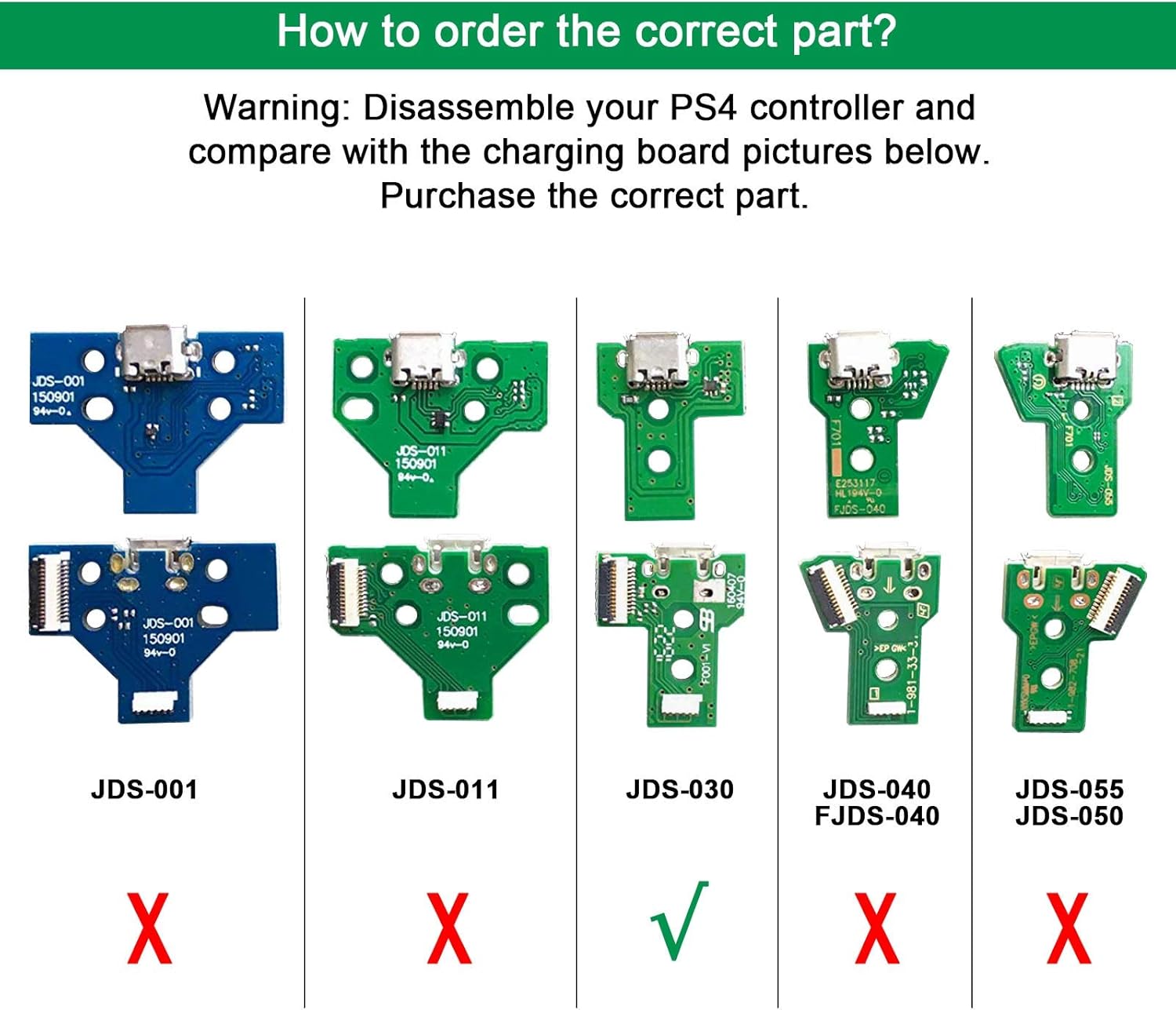 Pack of 2 JDS-030 Replacement Charging Port Micro USB Adaptor Charger Socket Circuit Board with 12 Pin Flex Cable for Sony PS4 3rd Gen DualShock 4 Controller