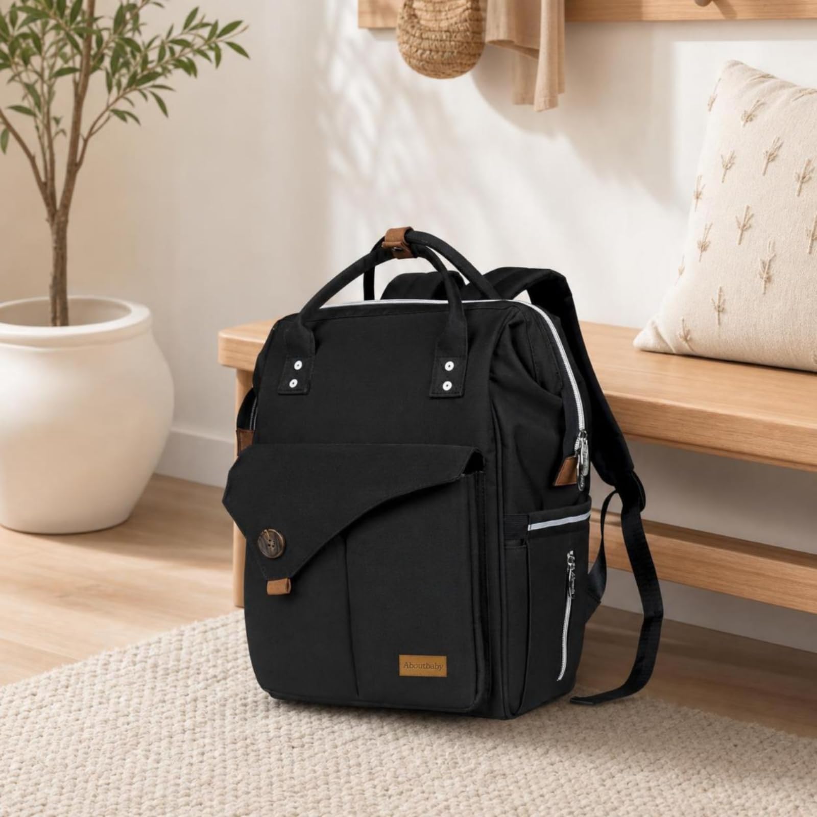 Zaino Fasciatoio Borsa Pannolini Zaino Neonato Zaino Maternità Borsa Cambio Impermeabile con Scomparti Dedicati Anteriore E Tasca Laterale Adatto a Nido Auto Passeggiate, Array, Grigio