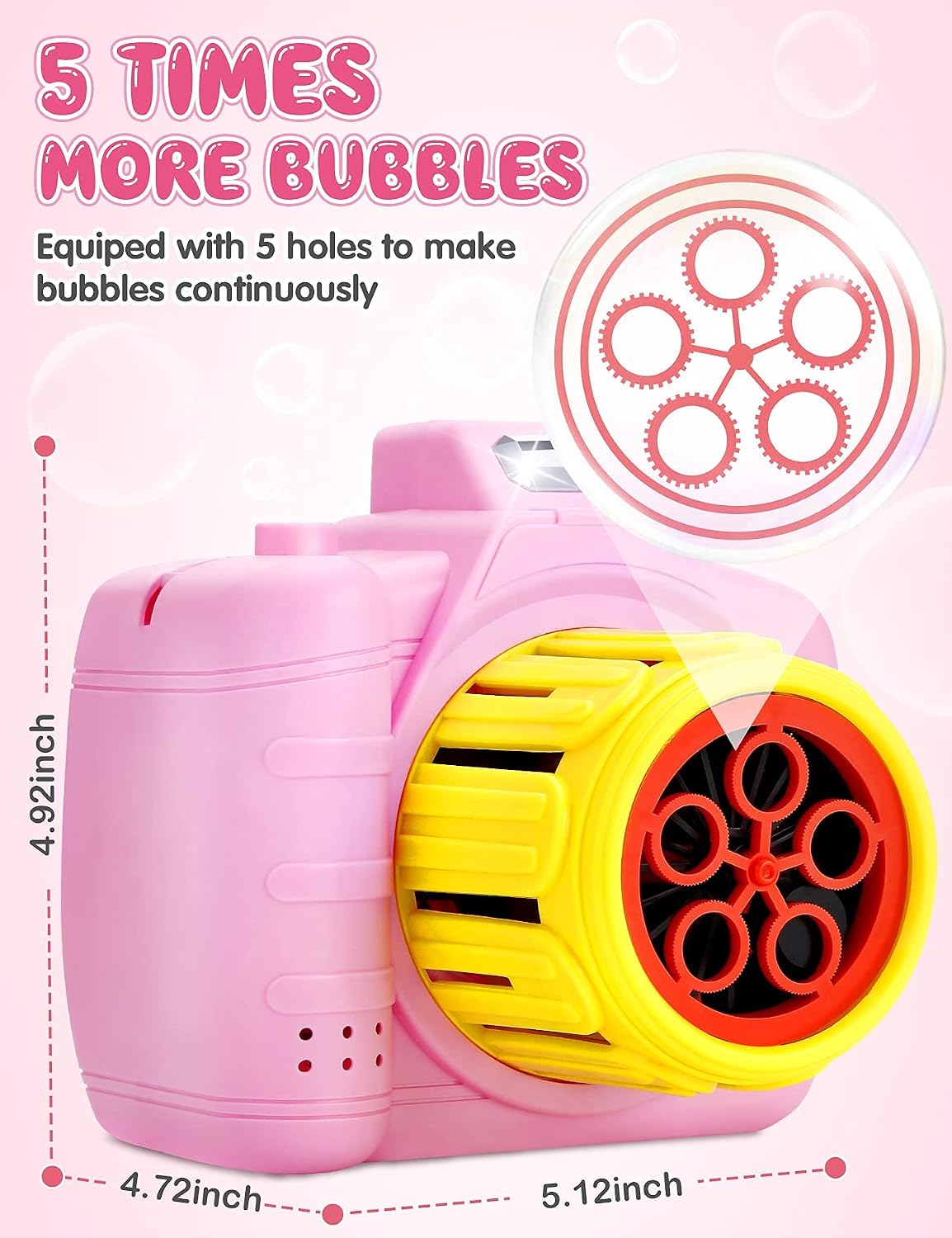 SplashNSpray Bubble Machine Camera for Toddlers, Automatic Bubble Blower with Solution, Portable Bubble Maker Toy Gift for Kids Boys Girls Birthday Party, Wedding, Outdoor Indoor Games-Pink