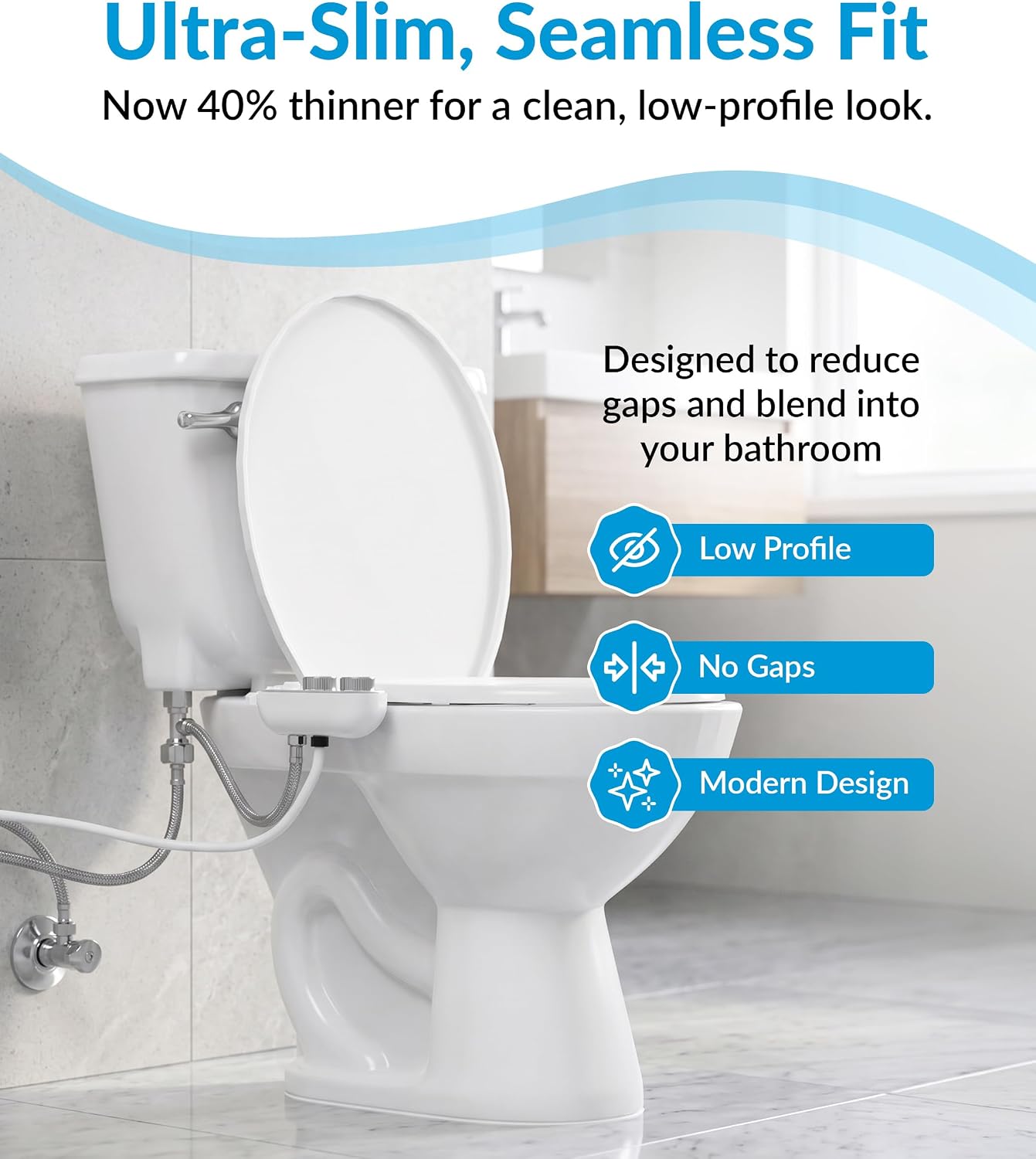 CLEAR REAR Bidet Attachment for Toilet Seat - Non-Electric with Self Cleaning Dual Nozzles, Leak Proof Connectors, Adjustable Water Spray, Rear & Feminine Wash - Hygienic Bathroom Upgrades (Warm/Cold)