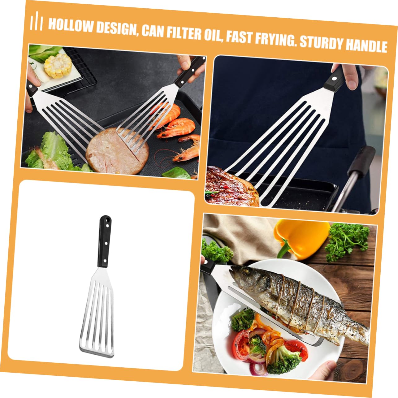 TOYANDONA 4 Sätze Teiliges Spatel Für Grill Und Schwer Belastbar Vielseitig Einsetzbar Zum Wenden Von Fleisch Und Gemüse Spülmaschinengeeignet Küchenhilfe Für Restaurant 2 Stück * 4