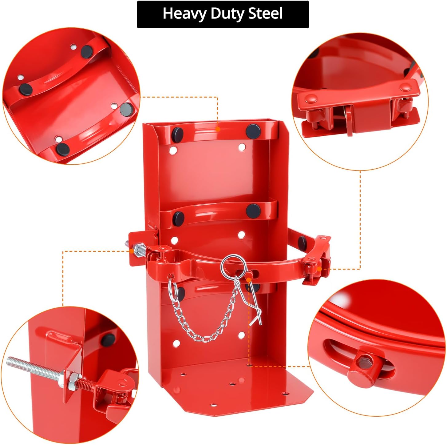 QWORK Heavy Duty Vehicle Bracket, Fire Extinguisher Brackets&Mounts-St12 Steel Red, Fit 20lb Dry/10lb Co2 Extinguisher