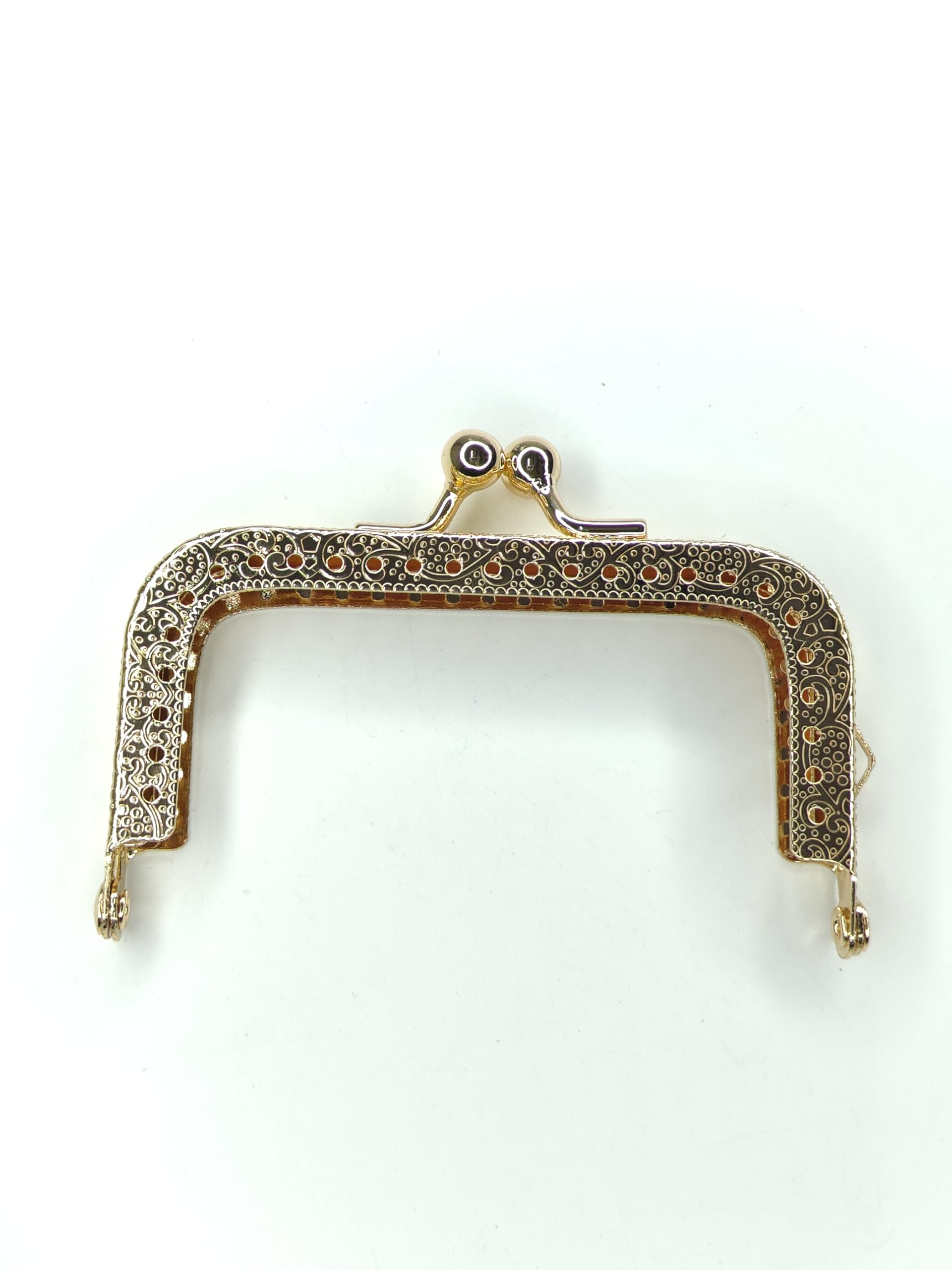 Pearl Palace Square Metal Purse Frame with Kiss Clasp Bag Handle | DIY Handbag Frame Replacement for Clutch Bags, Wallets & Craft Making (Gloden, 8.5)