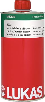 Lukas Artist Glossy Picture Varnish Oil Medium - Water bright, Soluble in Turpentine and Mineral Spirits - 1000 ml