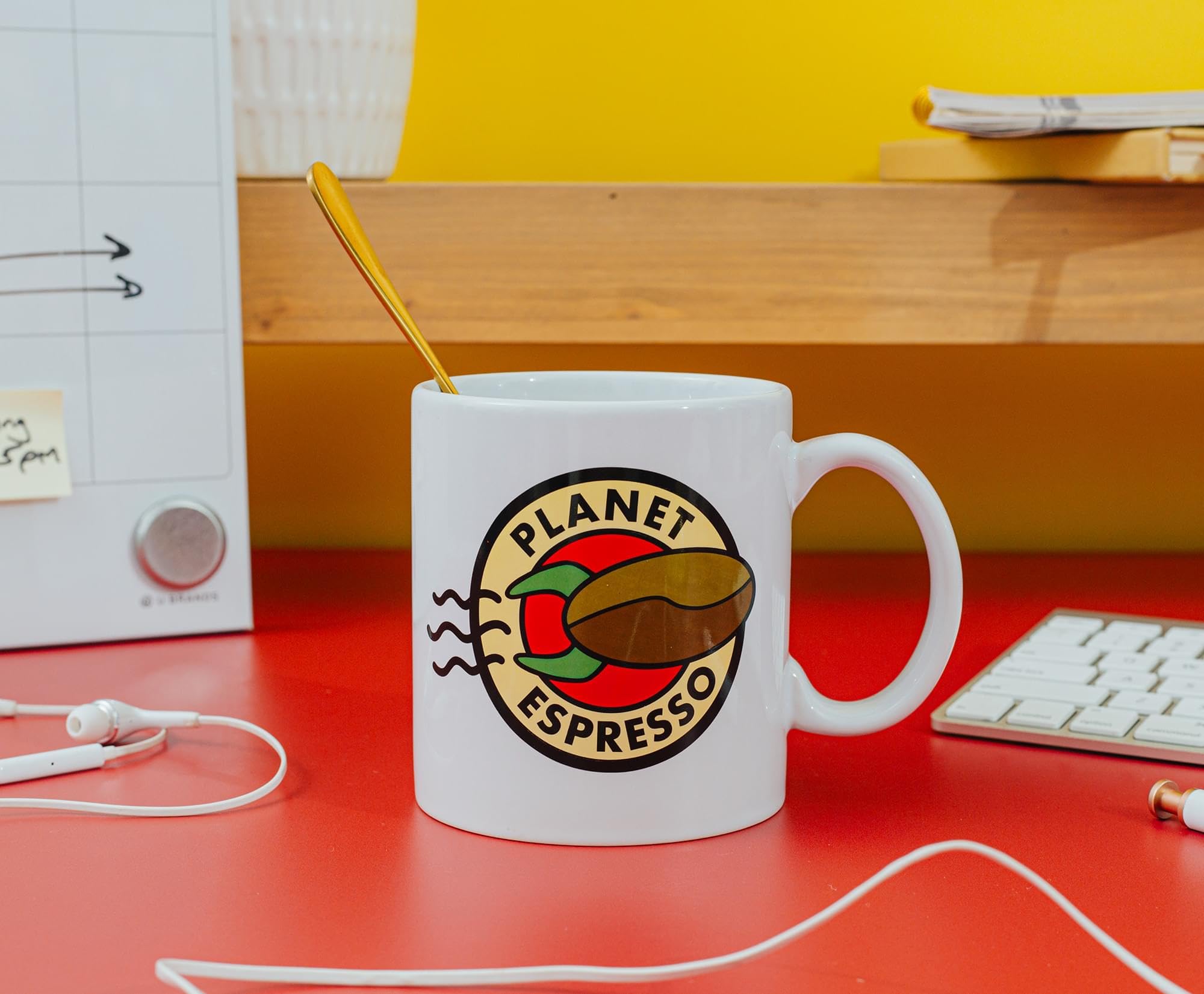 Silver Buffalo Futurama Planet Espresso - Taza de cerámica para té, cacao, bebidas, capacidad para 20 onzas