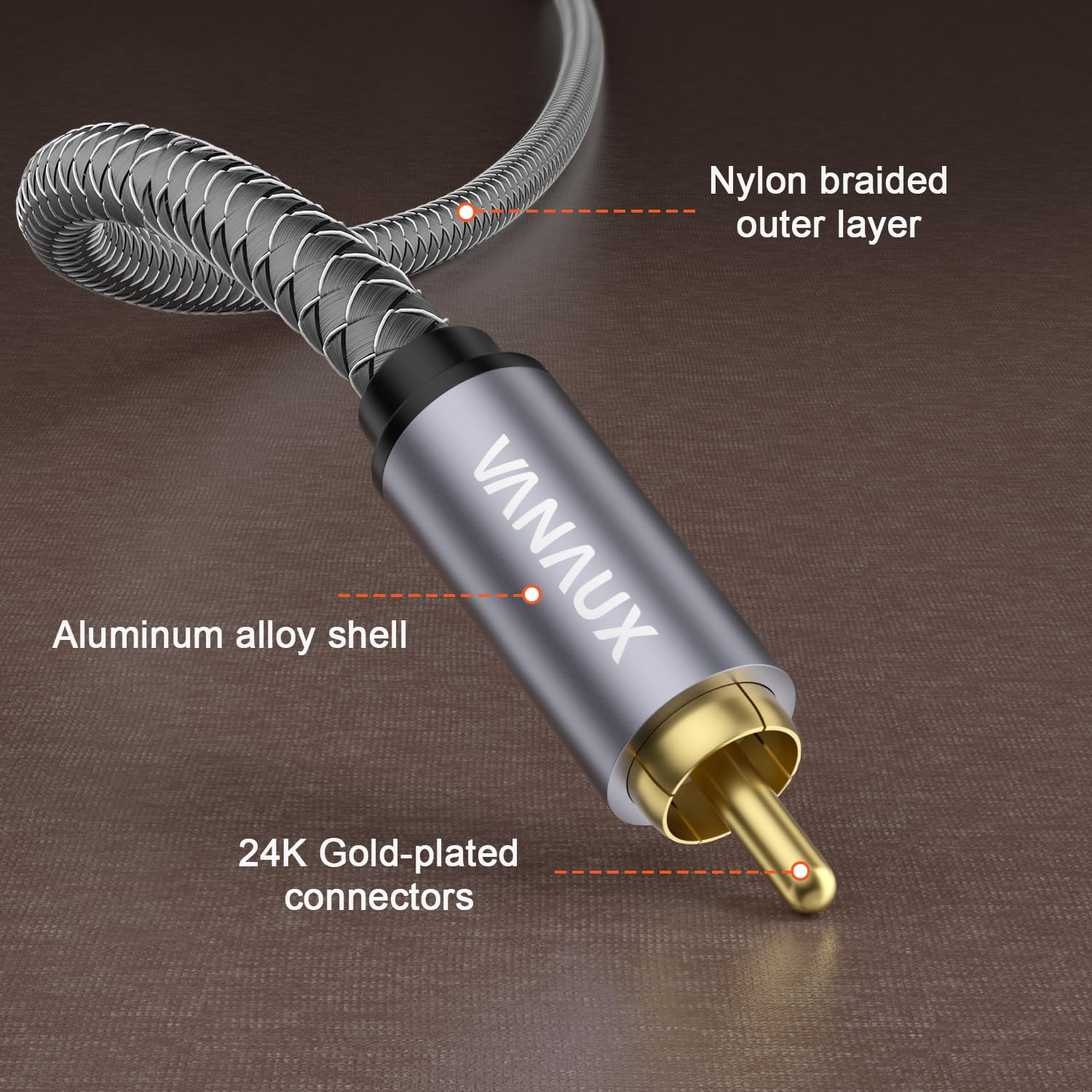 VANAUX Cable de extensión RCA para subwoofer, 75 ohmios, RCA macho a hembra para amplificador, HiFi, analógico y digital (5 m)