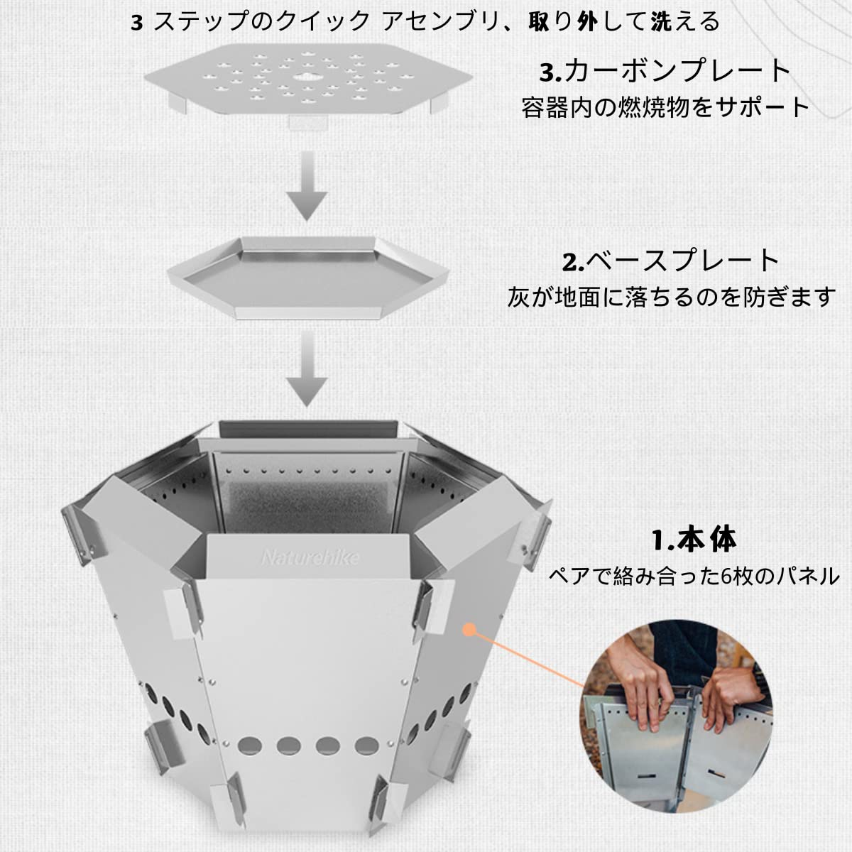 Amazon | Naturehike 折りたたみ式 焚き火台 二次燃焼 六角形