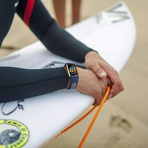 Miniatura 8 de Maledan Correas de reloj deportivo de silicona de repuesto para Fitbit Charge 56, negroazulgris, grande