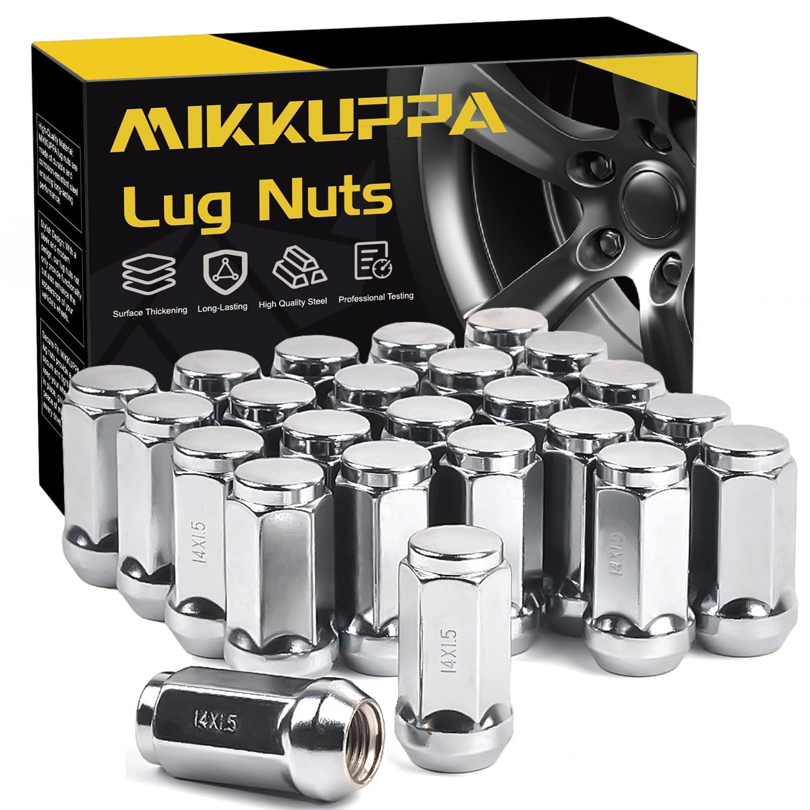 MIKKUPPA M14x1.5 Lug Nuts 24pcs Replacement for Chevy GMC Aftermarket Wheel