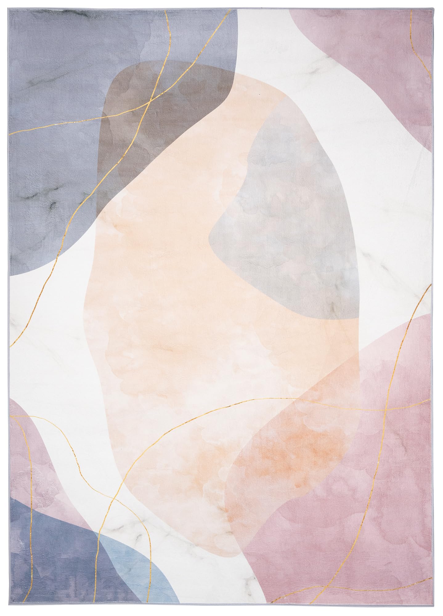 TAPISO Flannel Tappeto Soggiorno Stampato a Macchina Antiscivolo Lavabile Pelo Corto Design Moderno Astratto Geometrico Sfumature Blu Rosa Sala Camera Salotto Oeko-Tex 140 x 200 cm