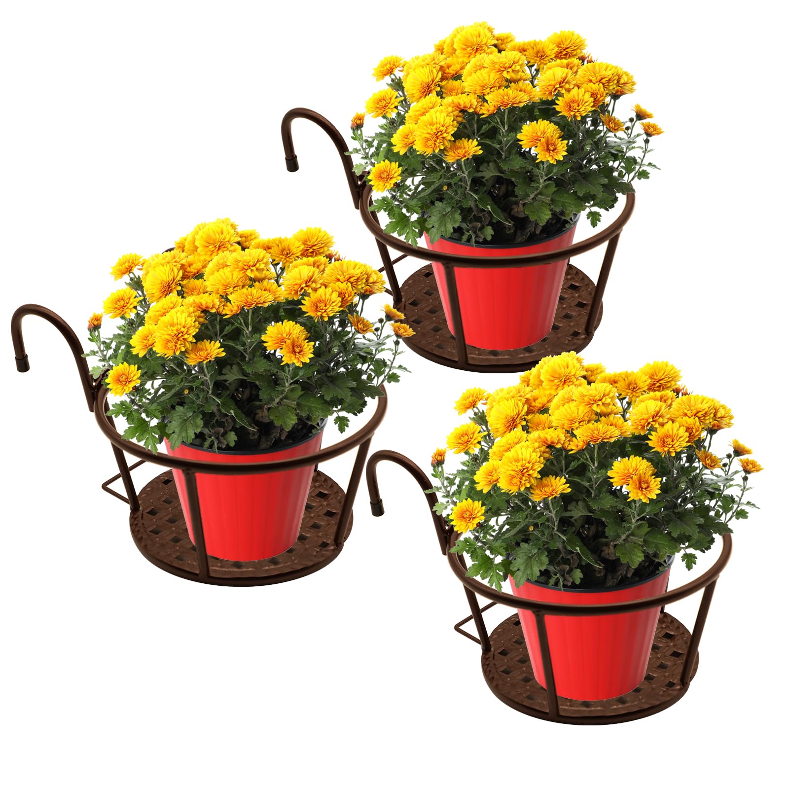 Cestas para Colgar para jardinería, Hierro Forjado, para Balcones, Productos de Hierro para Plantas cultivadas en el hogar Traje de Tres Piezas (champán)